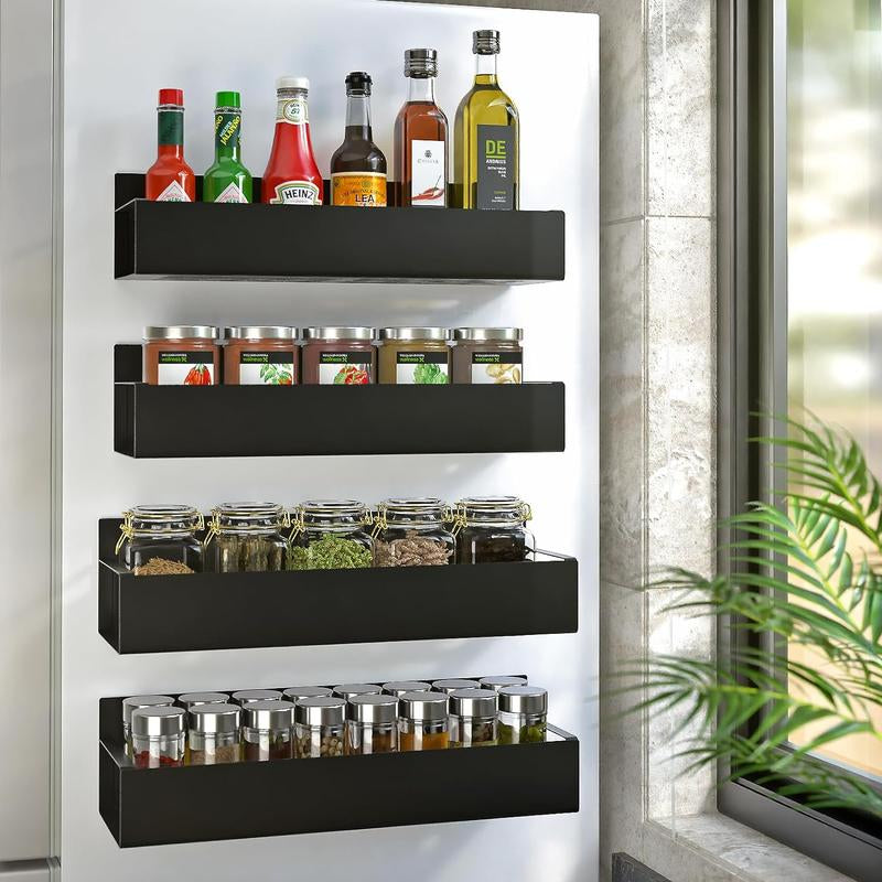 Magnetic Spice Rack and Paper Towel Holder for Refrigerator - Moveable Kitchen Organizer and Seasoning Storage Solution