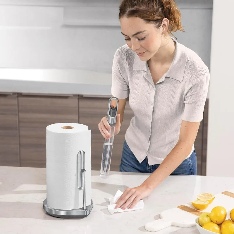 Brushed Stainless Steel Standing Paper Towel Dispenser with Spray Pump