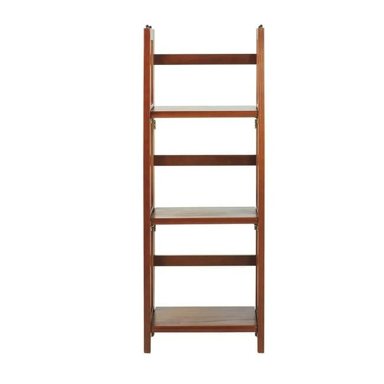 14-Inch Mahogany Folding Wood Bookcase with 3 Shelves for Office Use