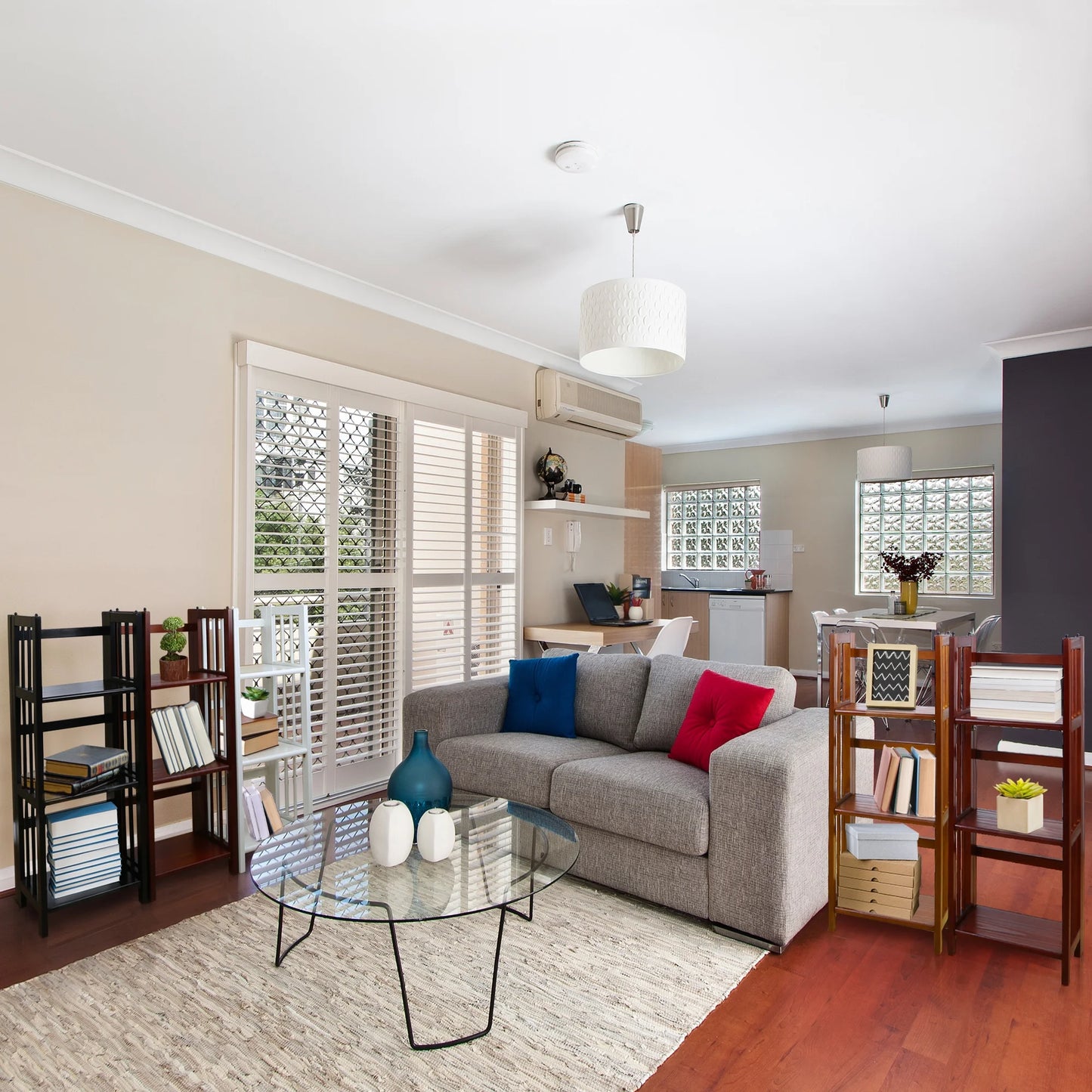 14-Inch Mahogany Folding Wood Bookcase with 3 Shelves for Office Use