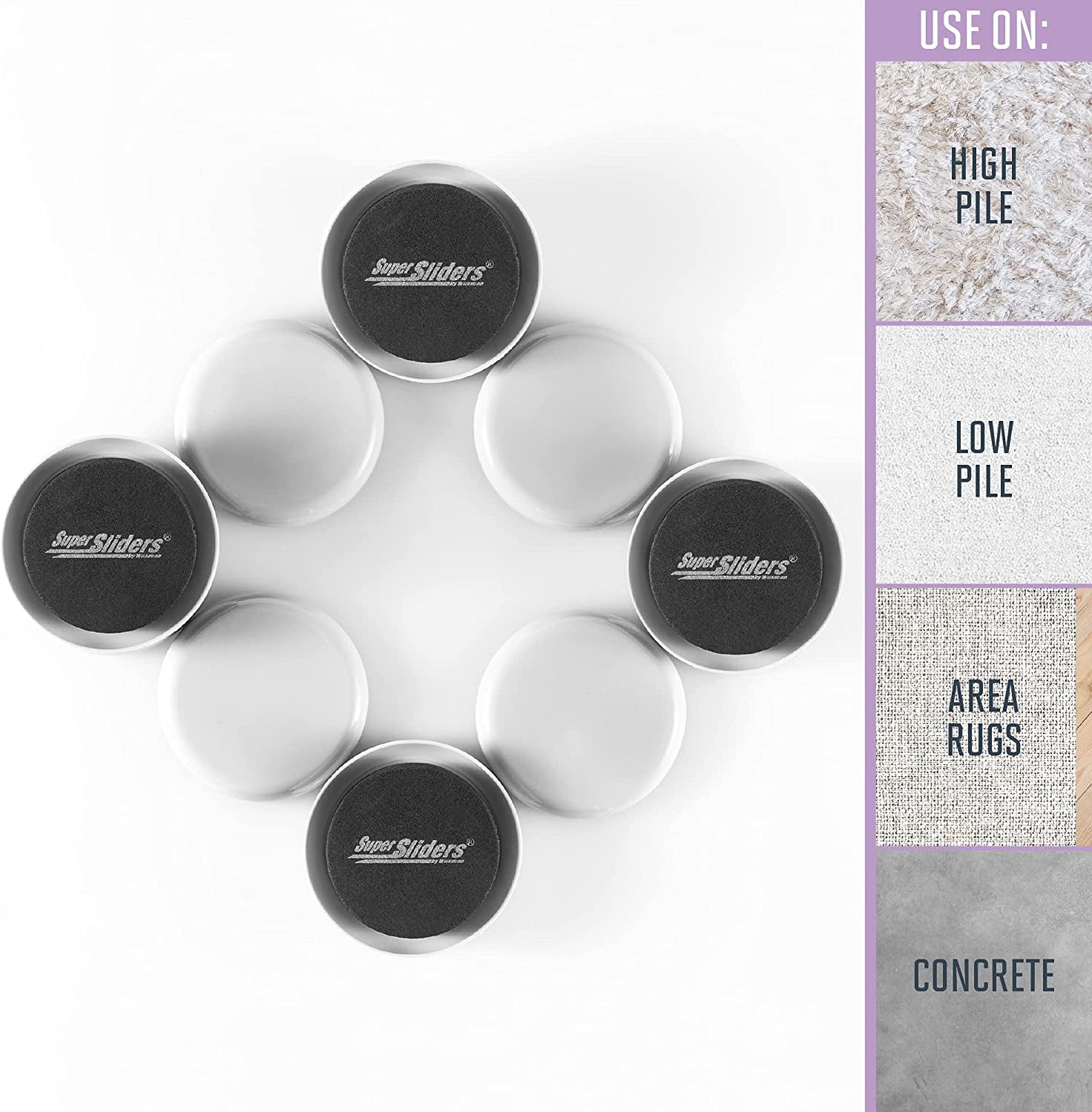 2.5-Inch Round Reusable Furniture Sliders for Carpet - Easy Mobility and Surface Protection, Gray (Set of 8)