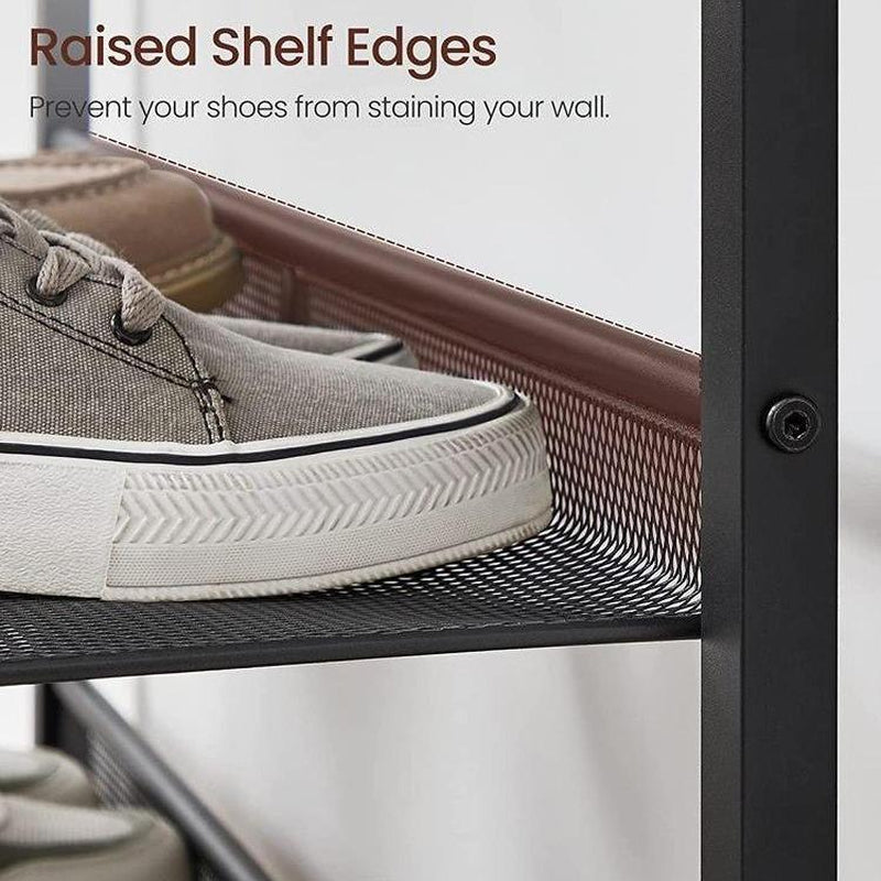 SONGMICS Home Entryway Shoe Rack - Free Standing Shoe Organizer with Sturdy Wooden Top and Steel Frame, Accommodates 16-20 Pairs, Industrial Design