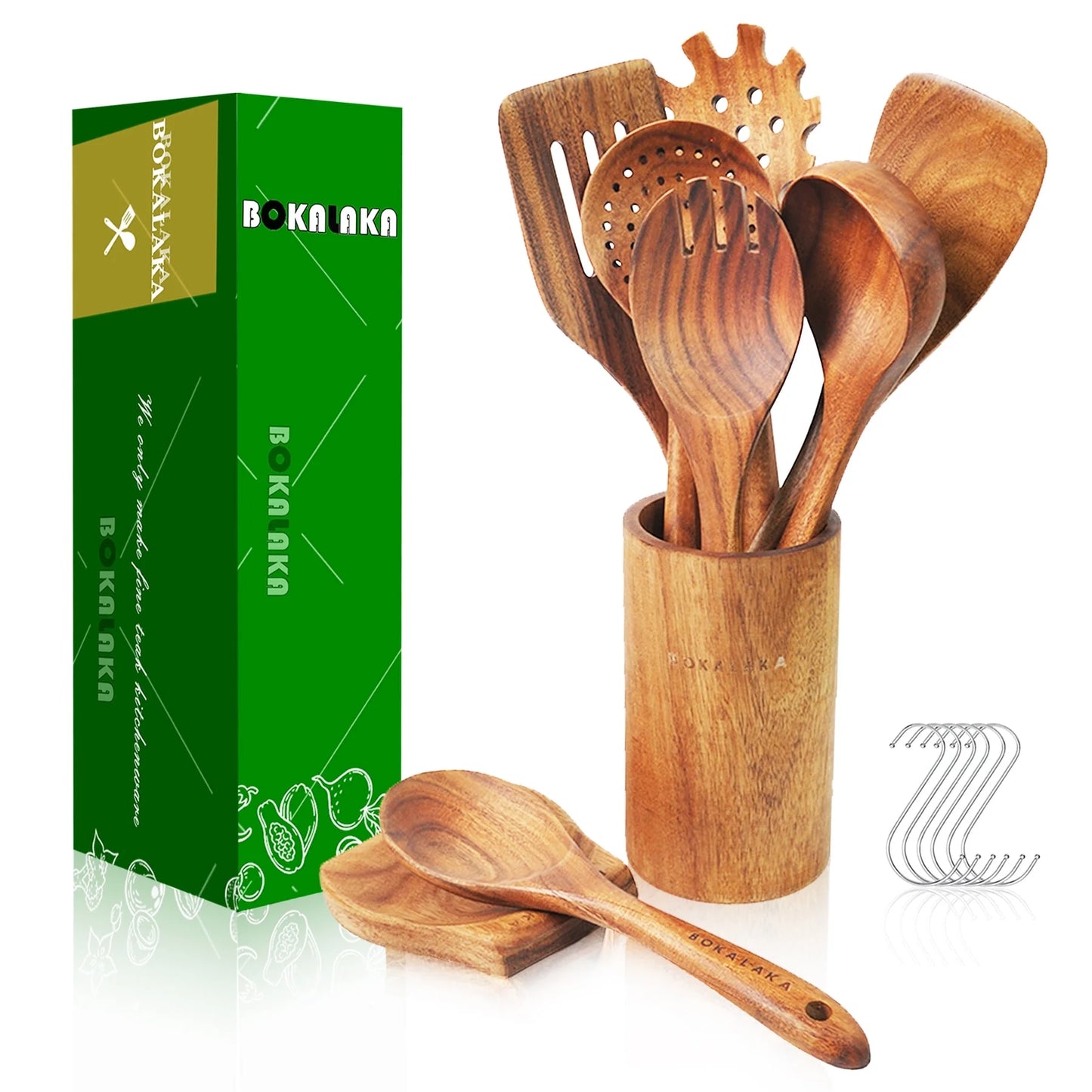 Premium 12-Piece Wooden Kitchen Utensils Set