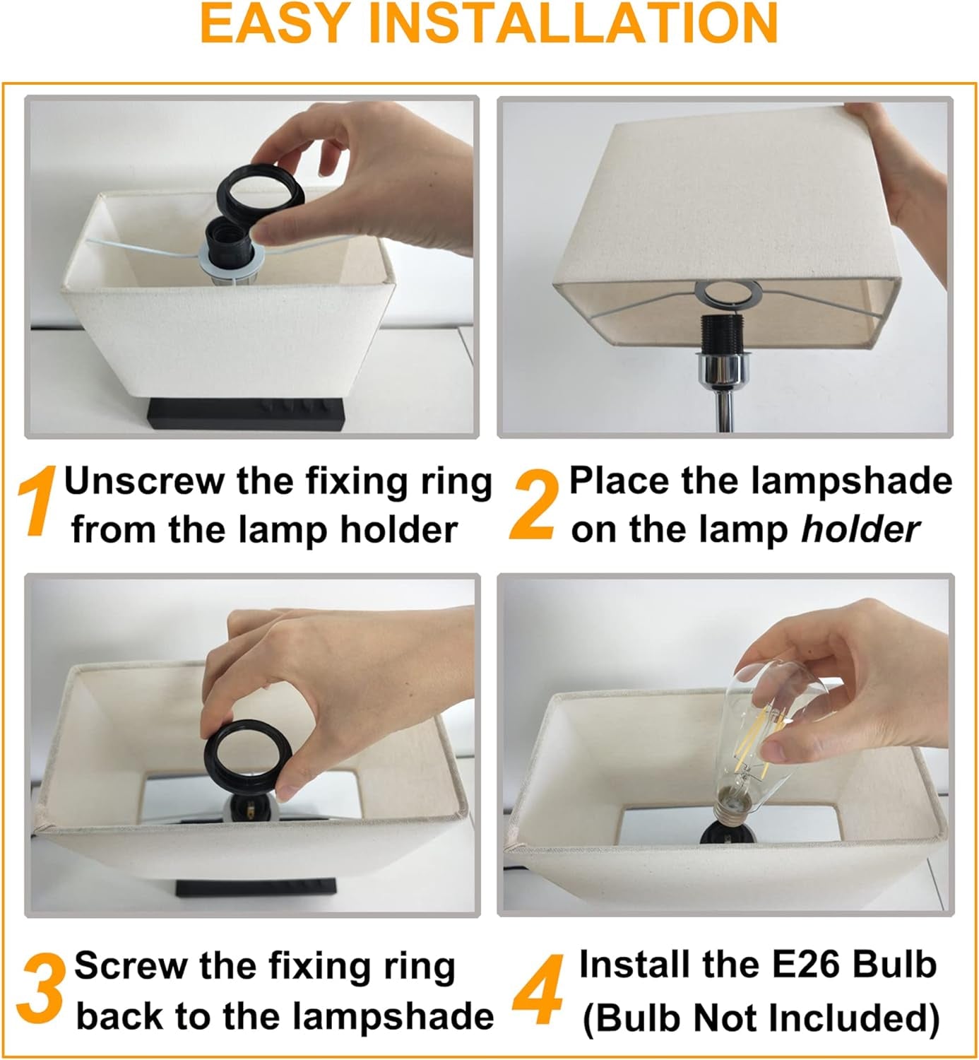 Multi-Functional USB Table Lamp with AC Outlets, USB Charging Ports, and Wooden Phone Stand Organizer - Ideal Nightstand Lamp for Bedroom with Black Shade