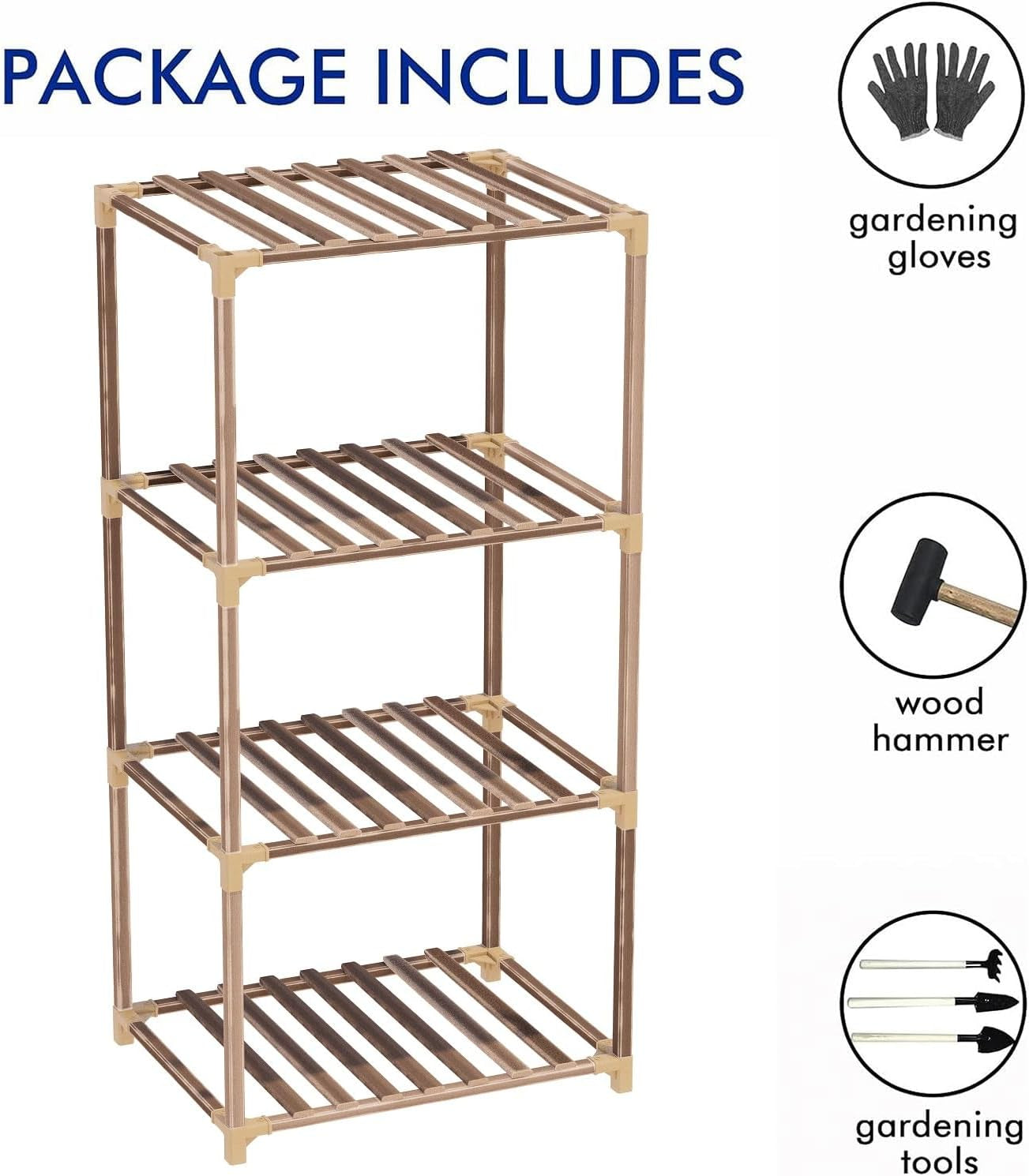 New England 4-Tier Wooden Plant Stand for Indoor/Outdoor Use, Perfect for Living Room, Patio, or Balcony - Supports Multiple Plants, Ideal Gift for Plant Lovers
