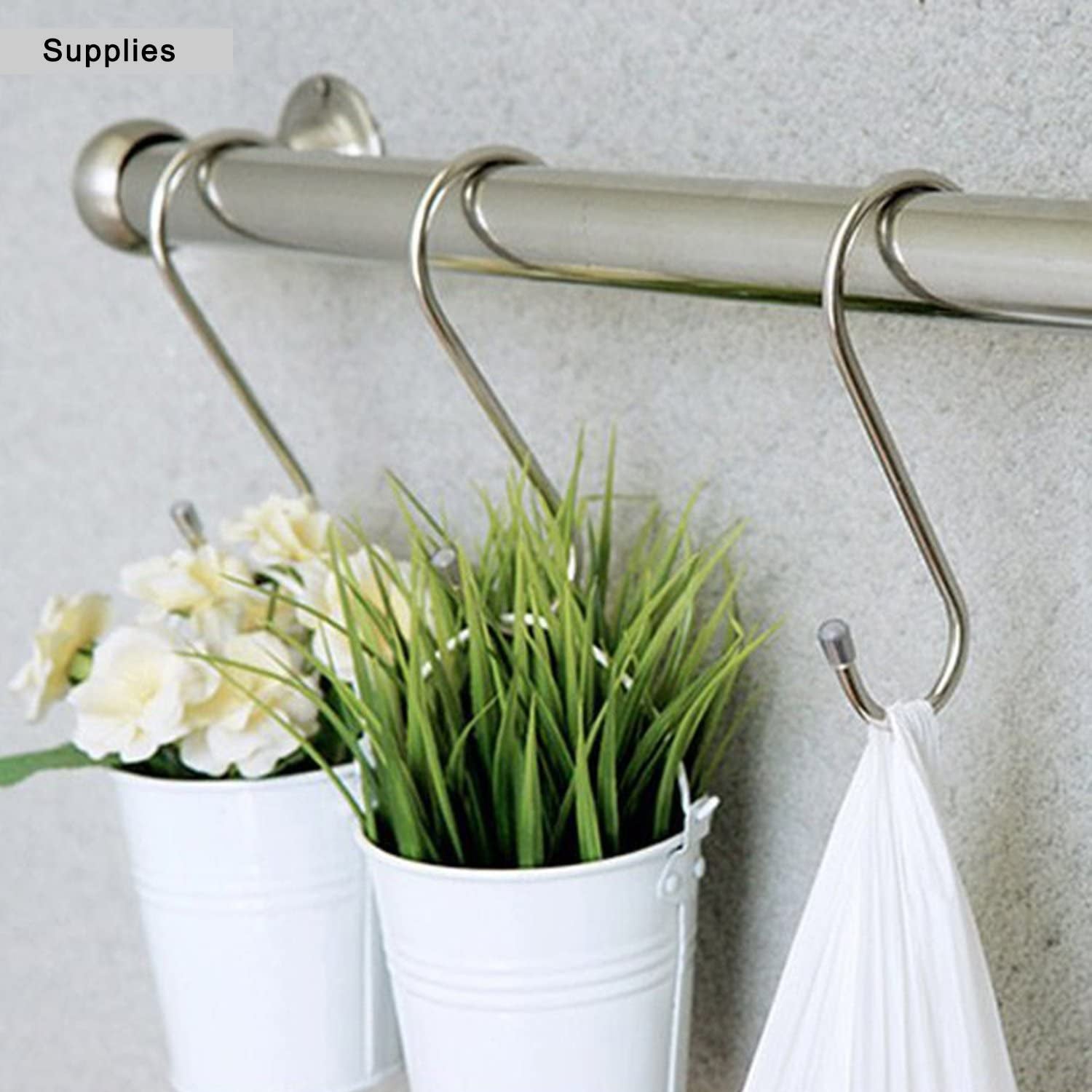 10-Pack Heavy-Duty Black S Hooks for Versatile Hanging Solutions in Kitchen, Bathroom, Bedroom, and Office - Ideal for Pans, Pots, Coats, Bags, and Plants (Small Size)