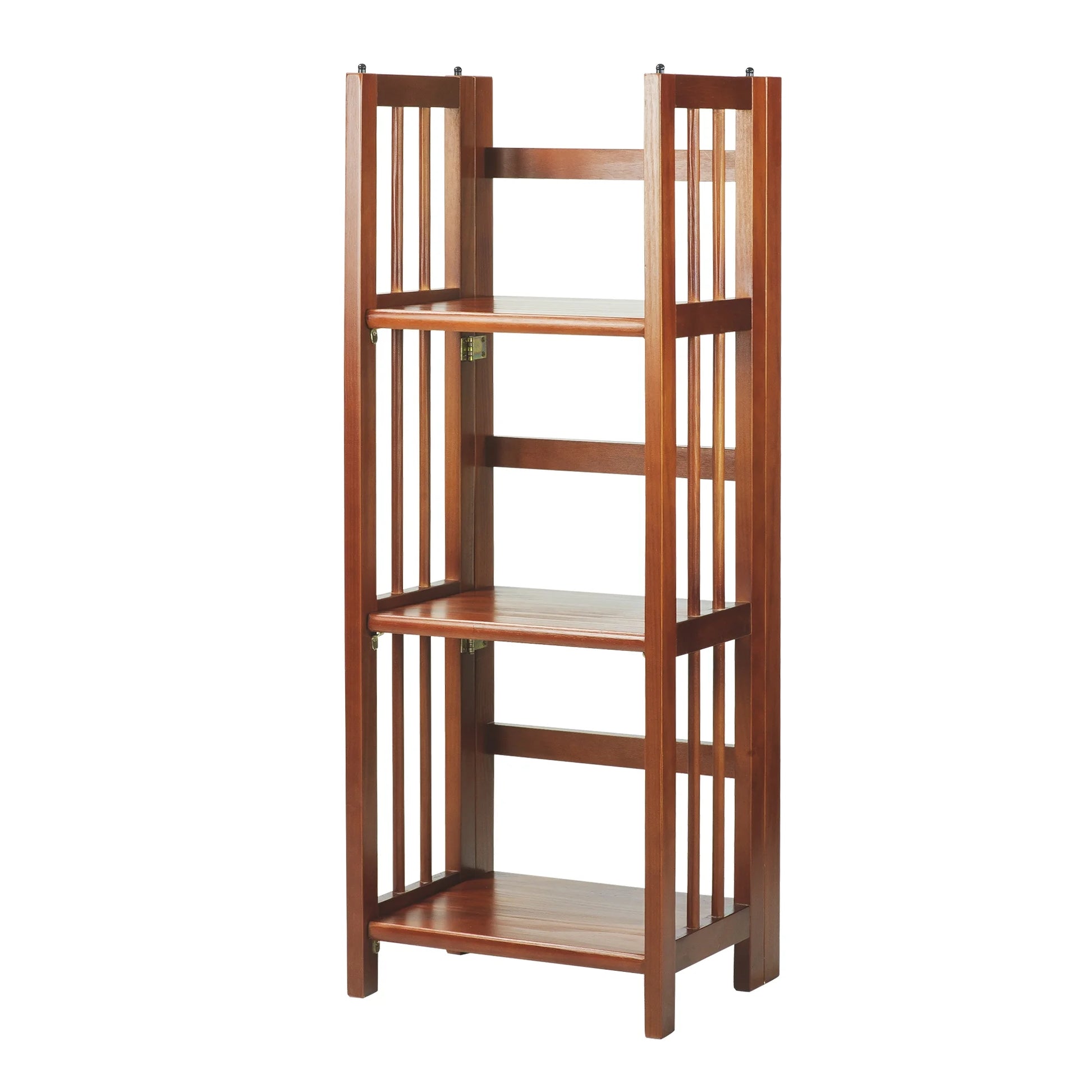 14-Inch Mahogany Folding Wood Bookcase with 3 Shelves for Office Use