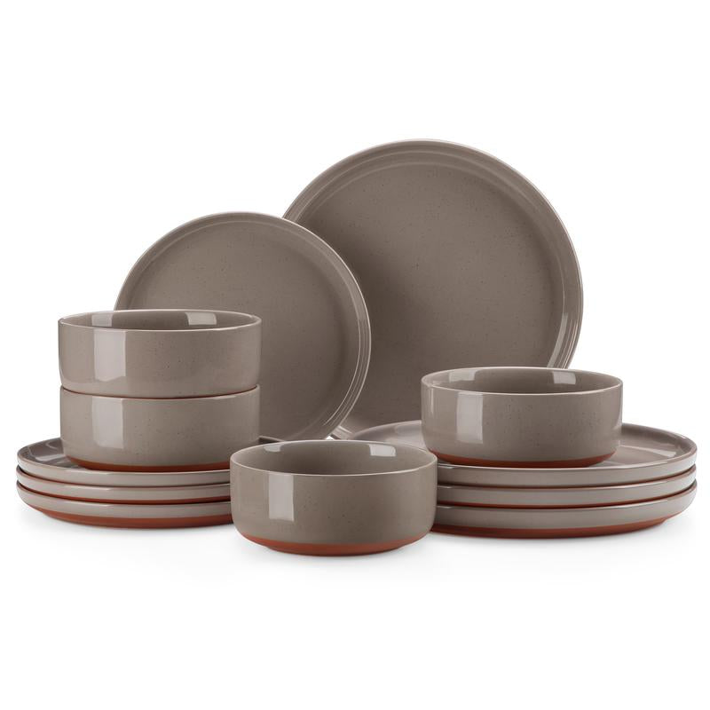 MALACASA TARA Series Modern Ceramic Dinnerware Set - 12/16/18/24 Piece Stoneware Dish Set for 4/6/8, Microwave and Dishwasher Safe, Ideal for Father's Day Gift