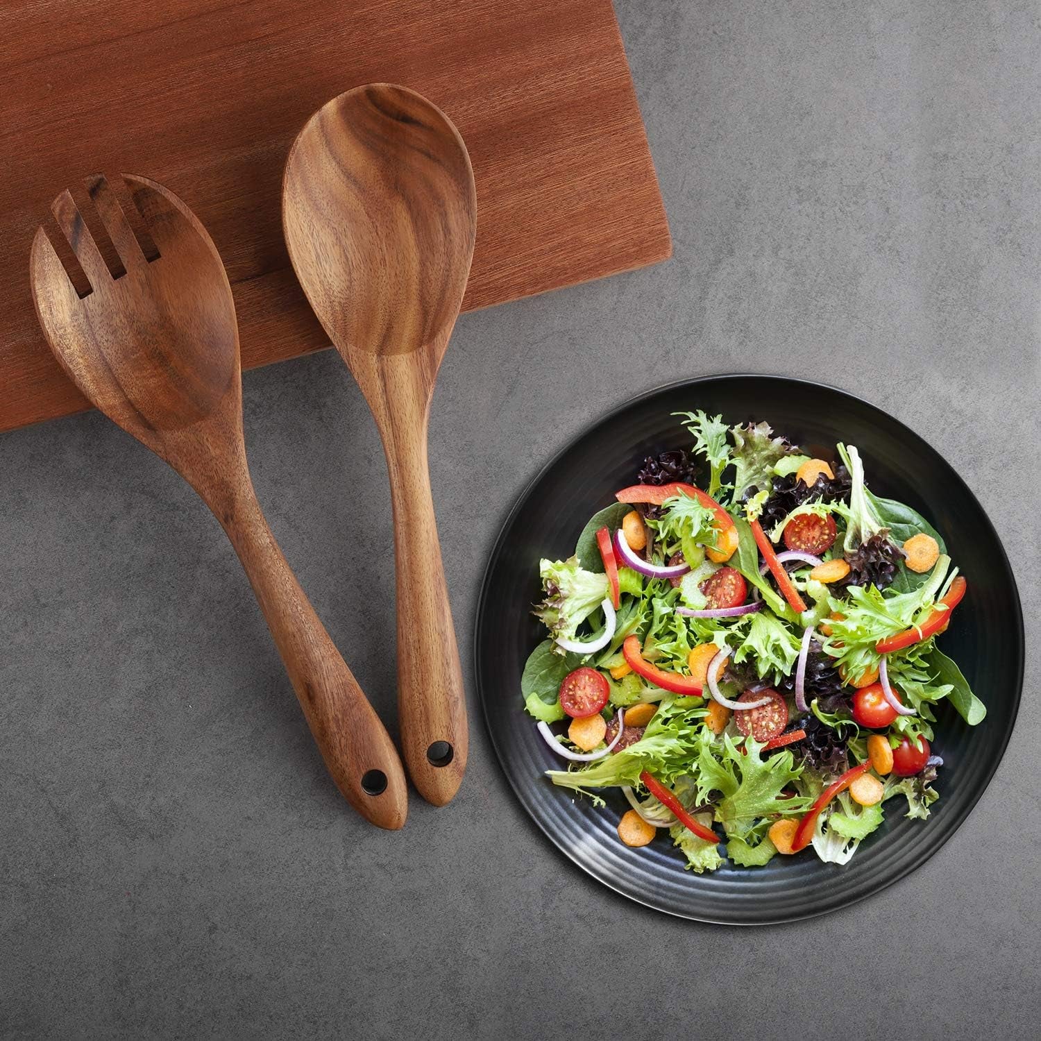 6-Piece Wooden Cooking Utensil Set for Non-Stick Cookware - Includes Spatula, Fork, Turner, Ladle, and Strainer Spoons