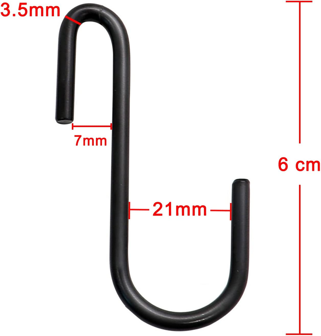 10-Pack Heavy-Duty Black S Hooks for Versatile Hanging Solutions in Kitchen, Bathroom, Bedroom, and Office - Ideal for Pans, Pots, Coats, Bags, and Plants (Small Size)