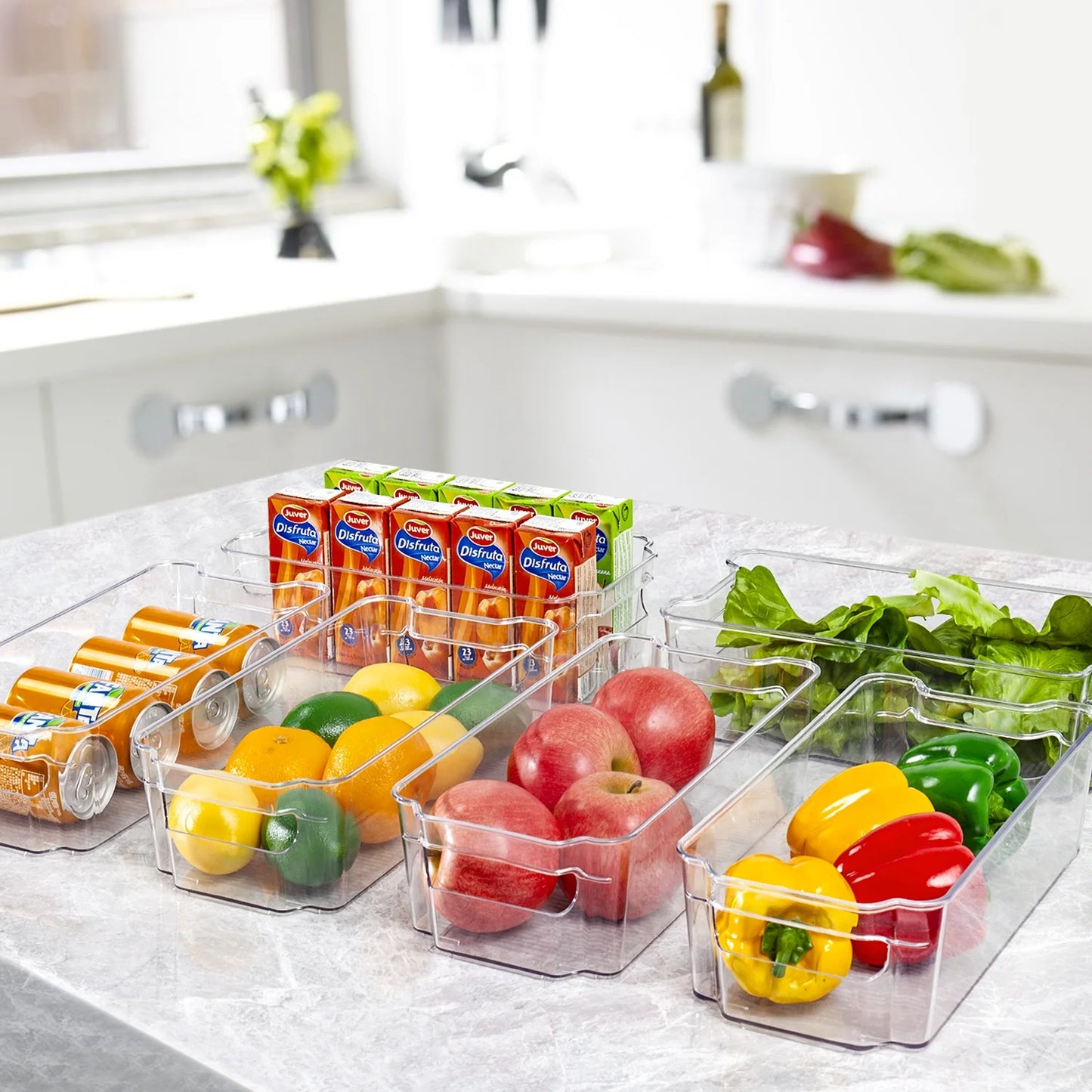 Refrigerator Organizer Bins Set, 8 Clear Storage Bins for Pantry and Kitchen Organization, 12.5" Length