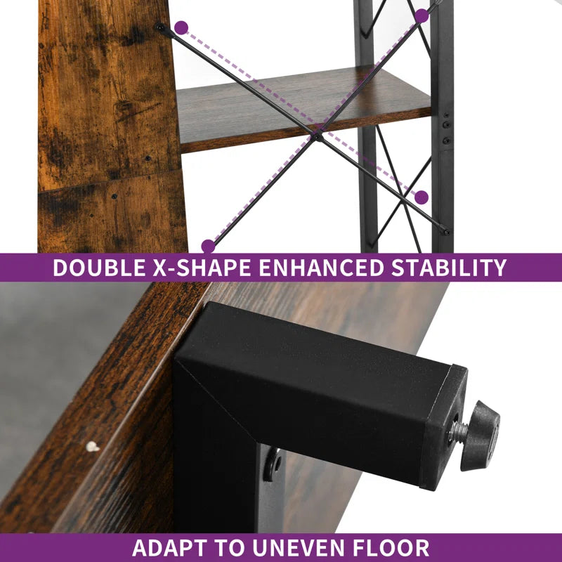 Mong 70" H x 55" W Wooden Etagere Display Shelves Bookcase