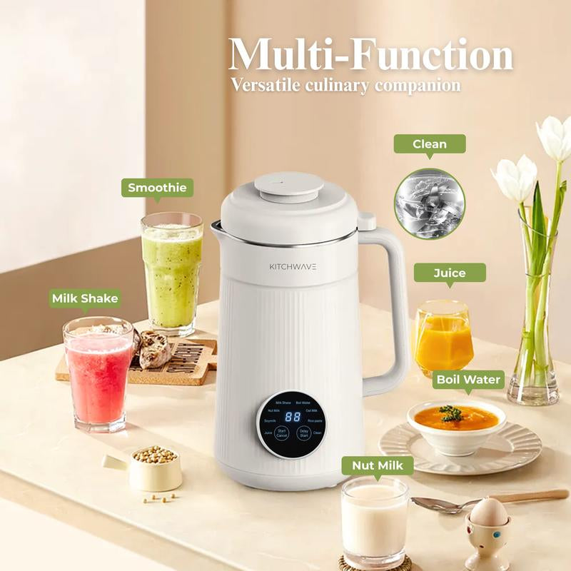 8-in-1 Automatic Nut Milk Maker - 40 Oz/1200 Ml Capacity, Self-Cleaning, Delay Start, Keep Warm, Boil Water, User-Friendly, 304 Stainless Steel, White