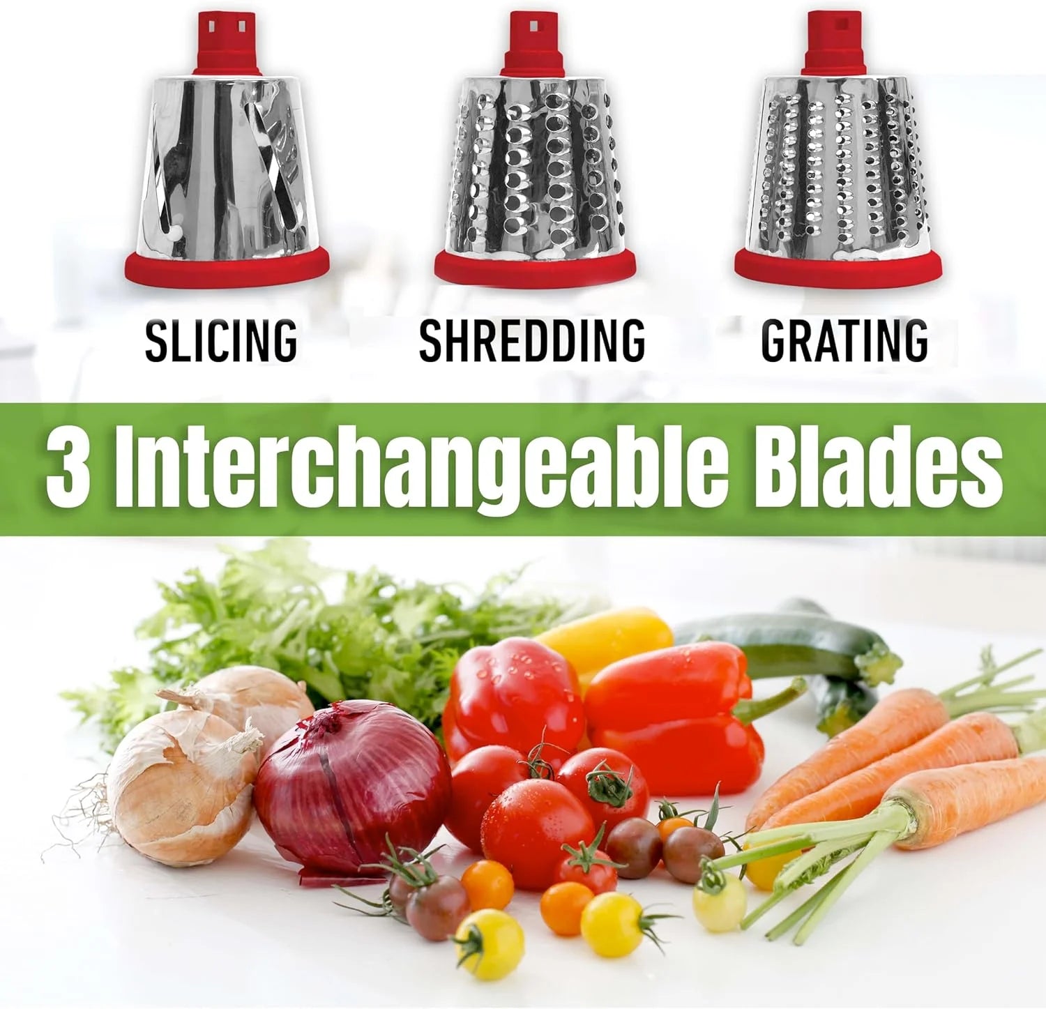 Nutrislicer Adjustable Rotary Cheese Grater and Vegetable Chopper with Slicing and Shredding Features