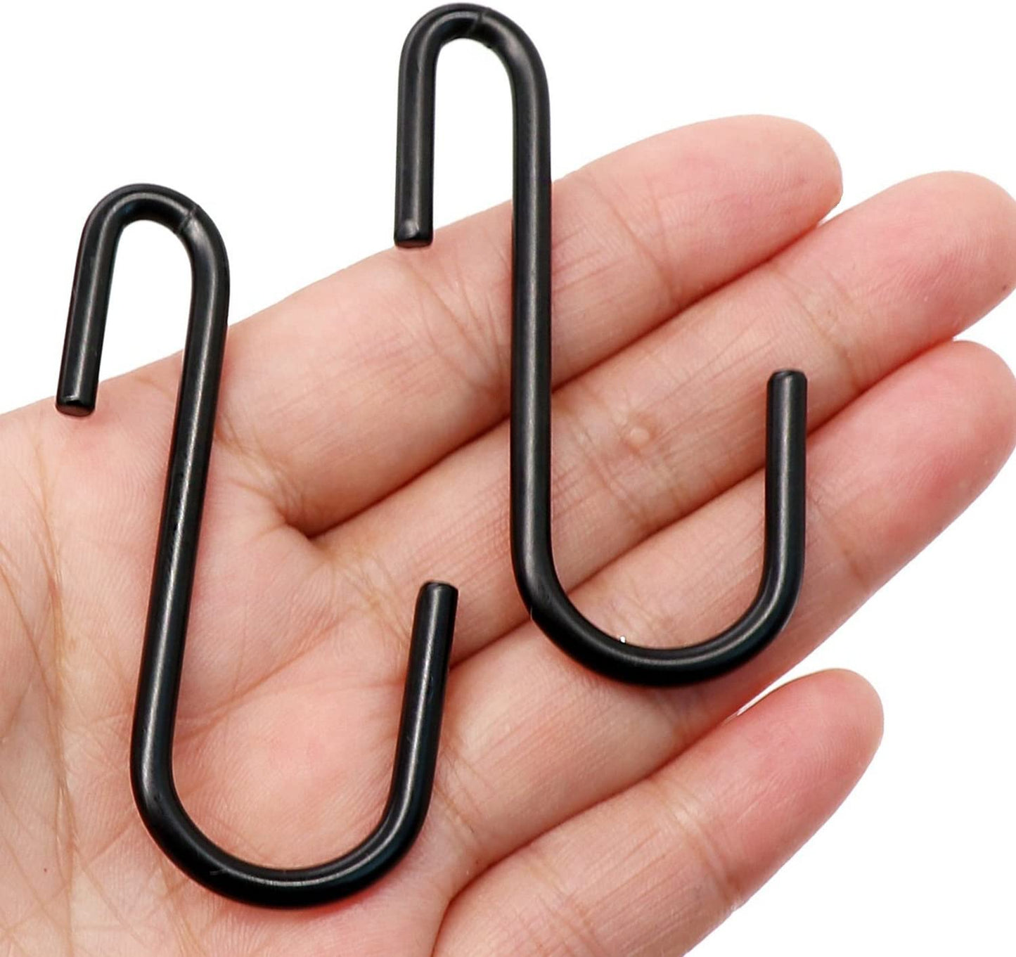 10-Pack Heavy-Duty Black S Hooks for Versatile Hanging Solutions in Kitchen, Bathroom, Bedroom, and Office - Ideal for Pans, Pots, Coats, Bags, and Plants (Small Size)