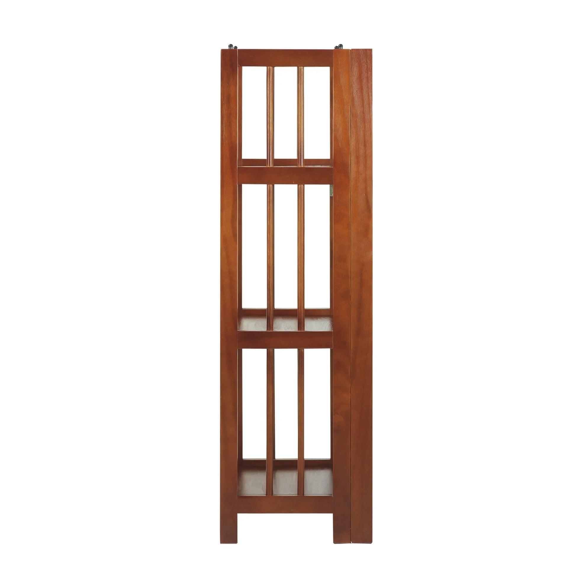 14-Inch Mahogany Folding Wood Bookcase with 3 Shelves for Office Use