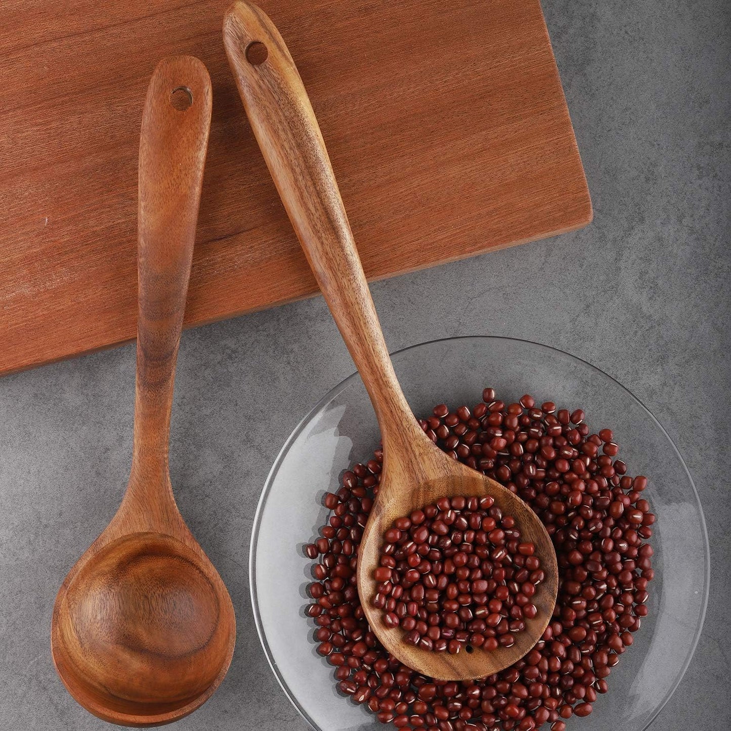 6-Piece Wooden Cooking Utensil Set for Non-Stick Cookware - Includes Spatula, Fork, Turner, Ladle, and Strainer Spoons