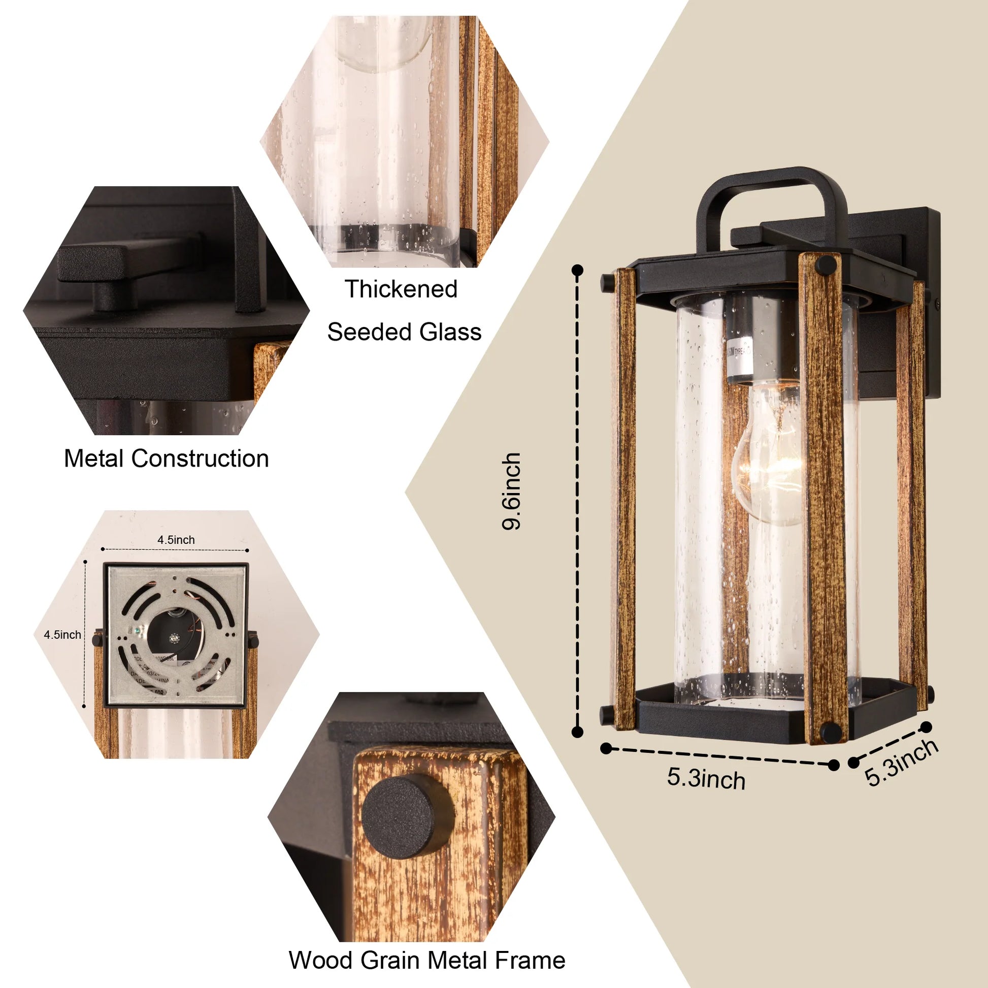 Elegant Outdoor Wood Grain Porch Lighting