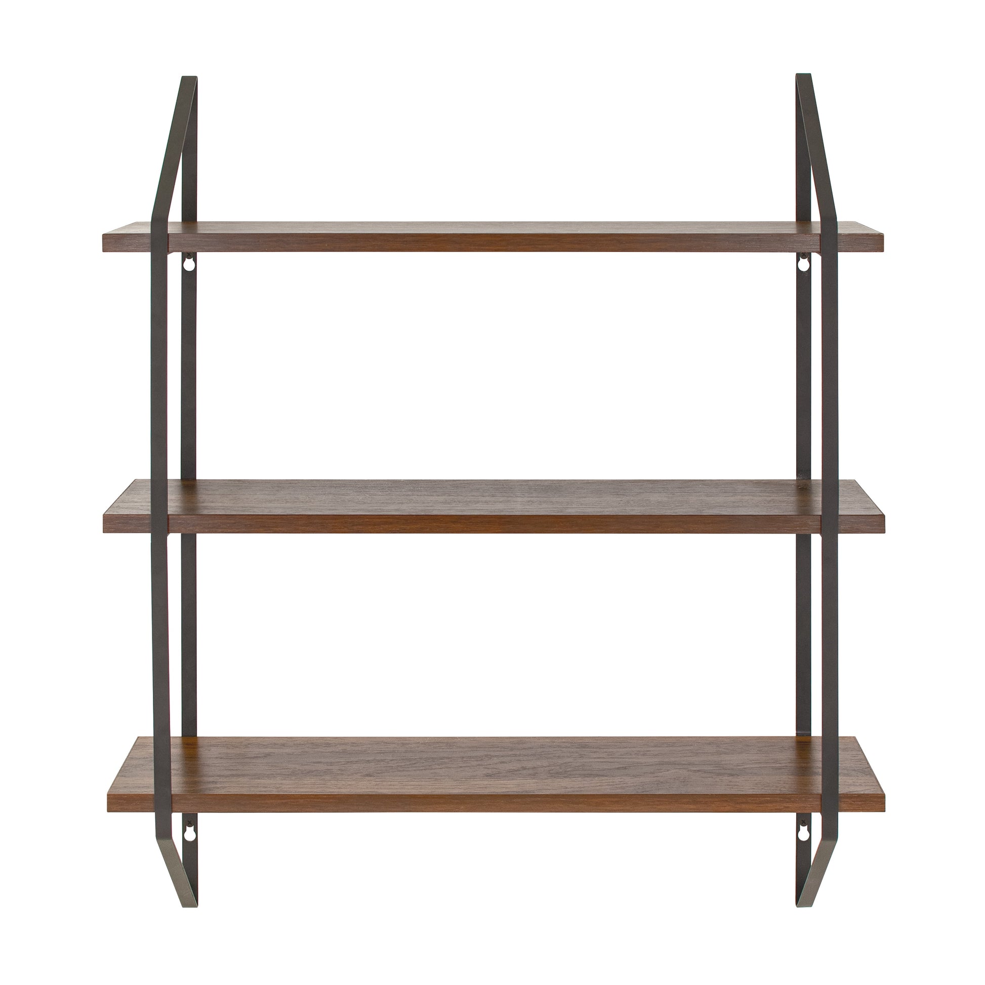 3-Tier 20-Inch Walnut Wood Bracket Shelves