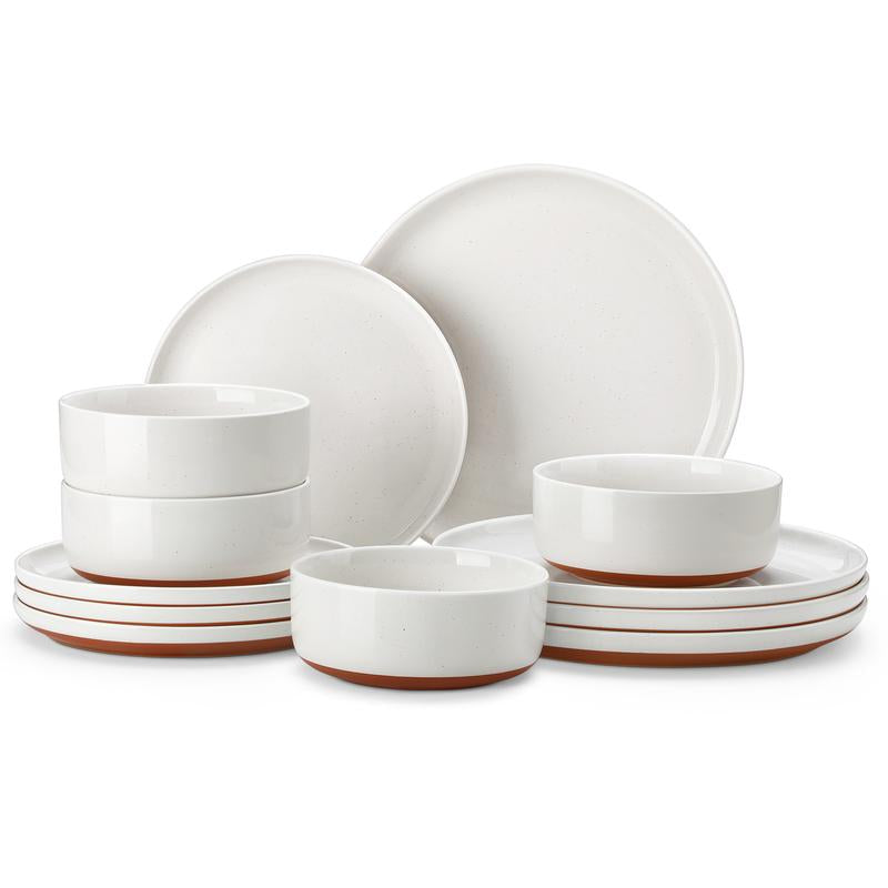 MALACASA TARA Series Modern Ceramic Dinnerware Set - 12/16/18/24 Piece Stoneware Dish Set for 4/6/8, Microwave and Dishwasher Safe, Ideal for Father's Day Gift