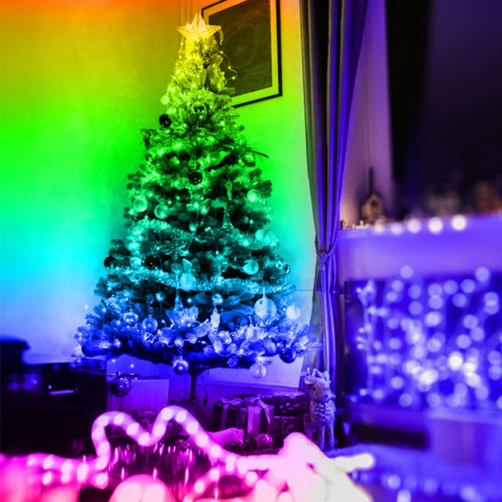 Battery Operated 13.2Ft RGB LED Strip Lights with Music Sync, App Remote Control, and USB for TV and Room Decoration