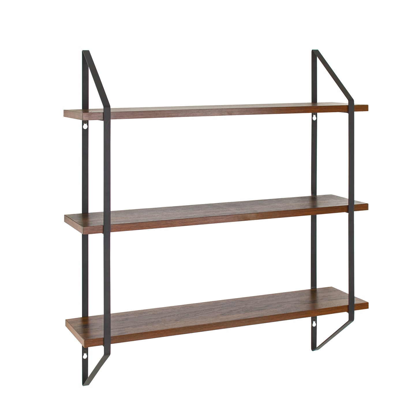 3-Tier 20-Inch Walnut Wood Bracket Shelves
