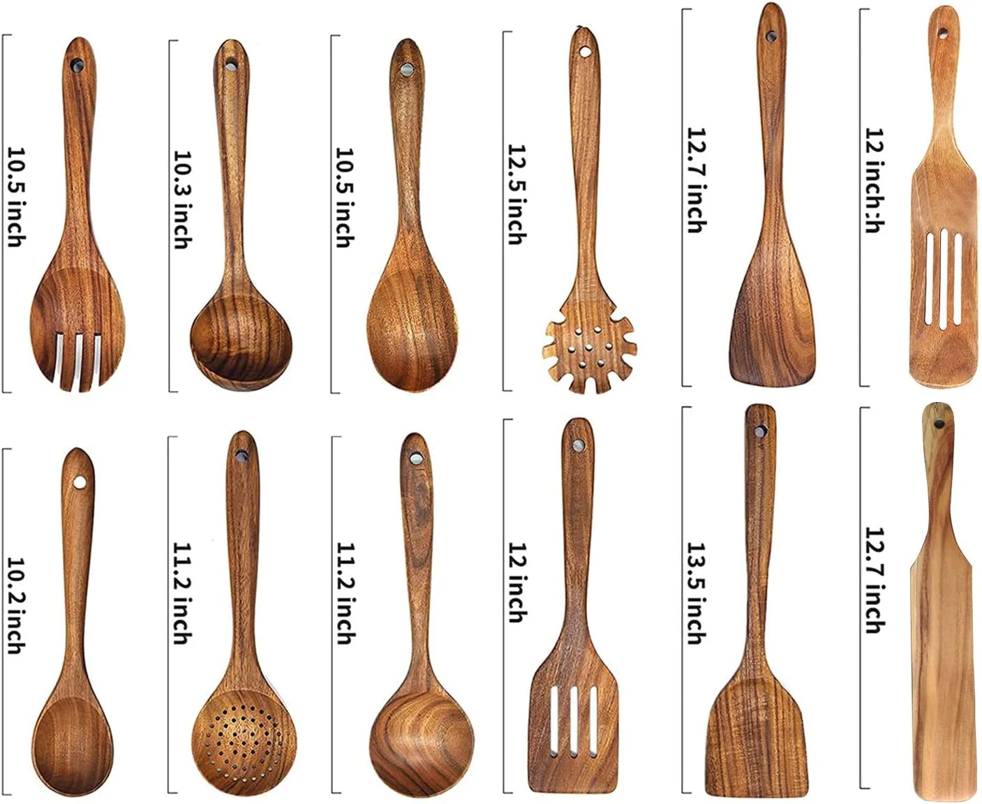 Premium 12-Piece Wooden Kitchen Utensils Set
