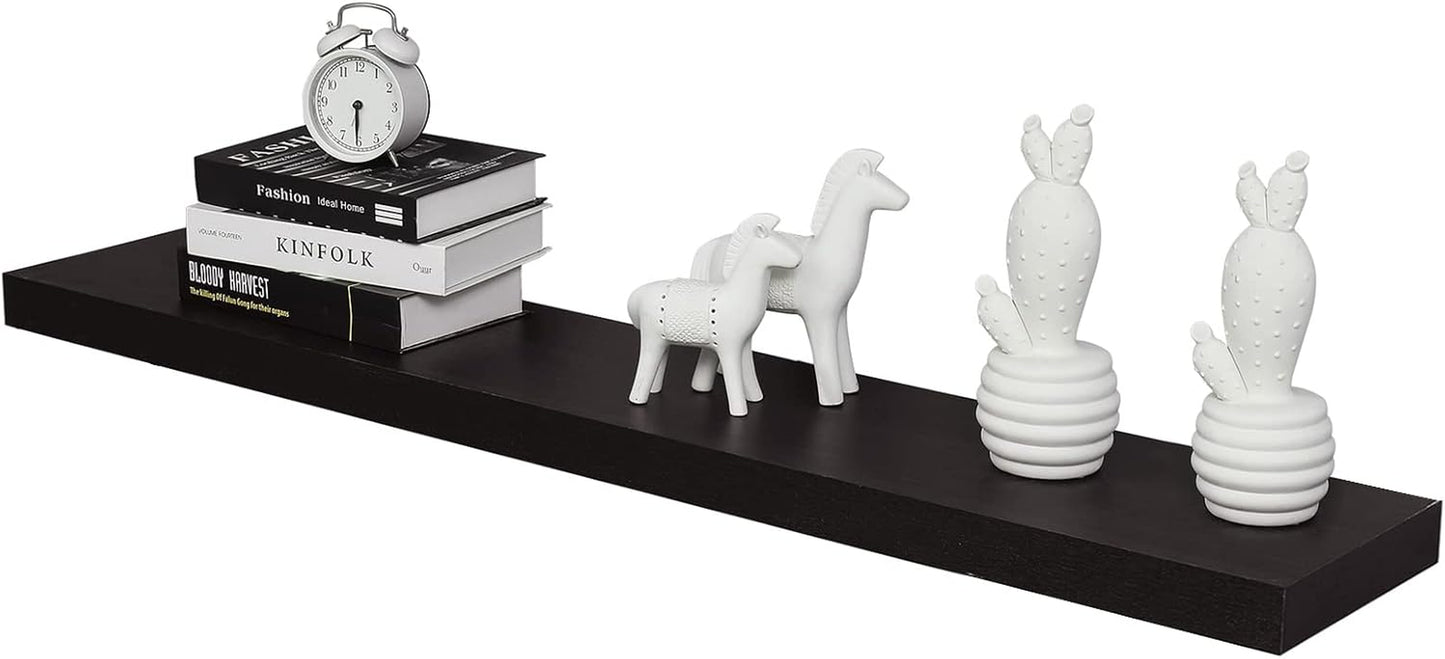 16-Inch White Mission Floating Shelves for Wall Mounting - Modern Wood Display and Book Shelves for Bedroom, Living Room, and Kitchen