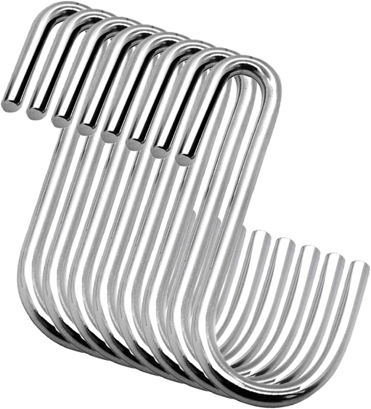 10-Pack Heavy-Duty Black S Hooks for Versatile Hanging Solutions in Kitchen, Bathroom, Bedroom, and Office - Ideal for Pans, Pots, Coats, Bags, and Plants (Small Size)