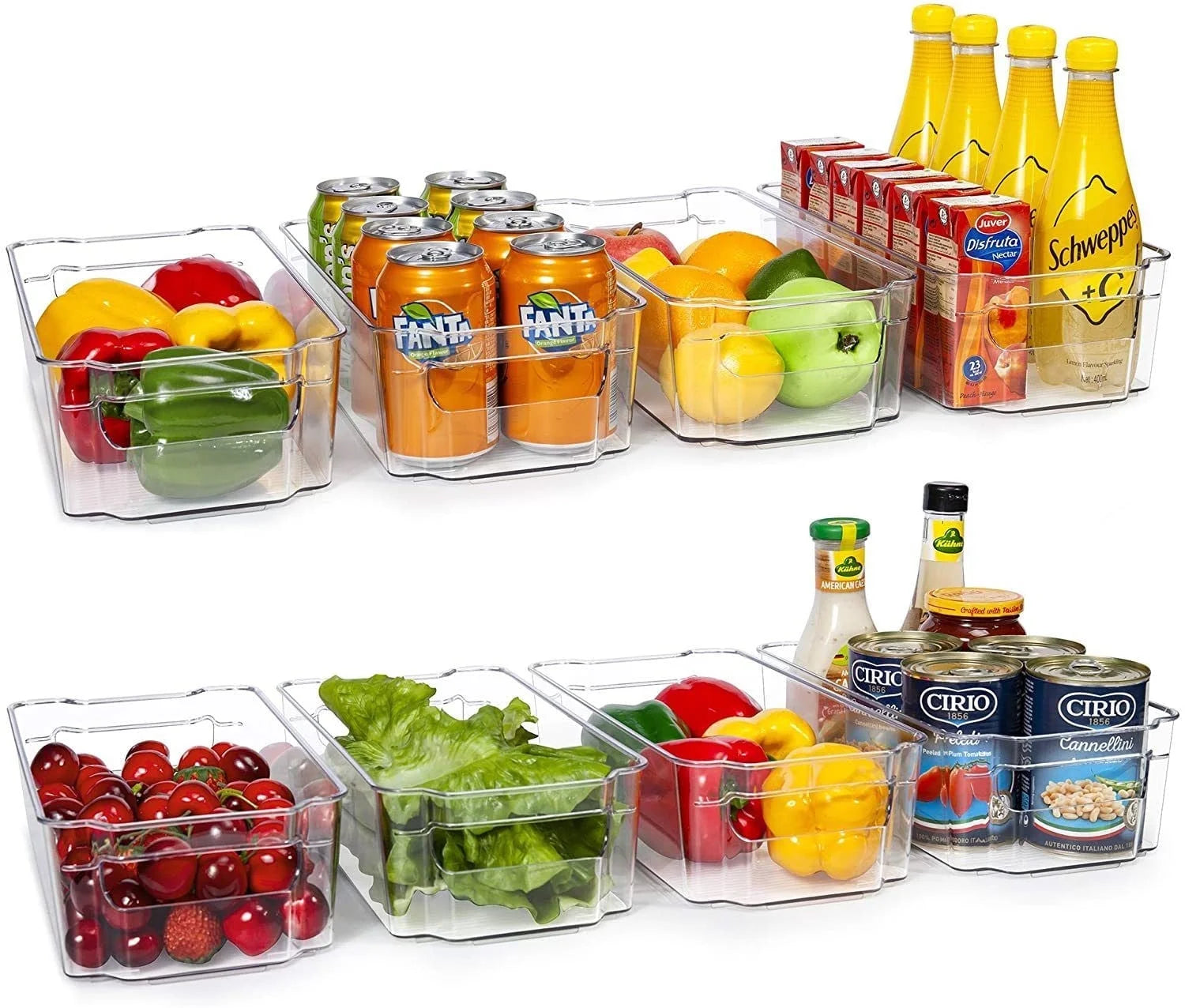 Refrigerator Organizer Bins Set, 8 Clear Storage Bins for Pantry and Kitchen Organization, 12.5" Length