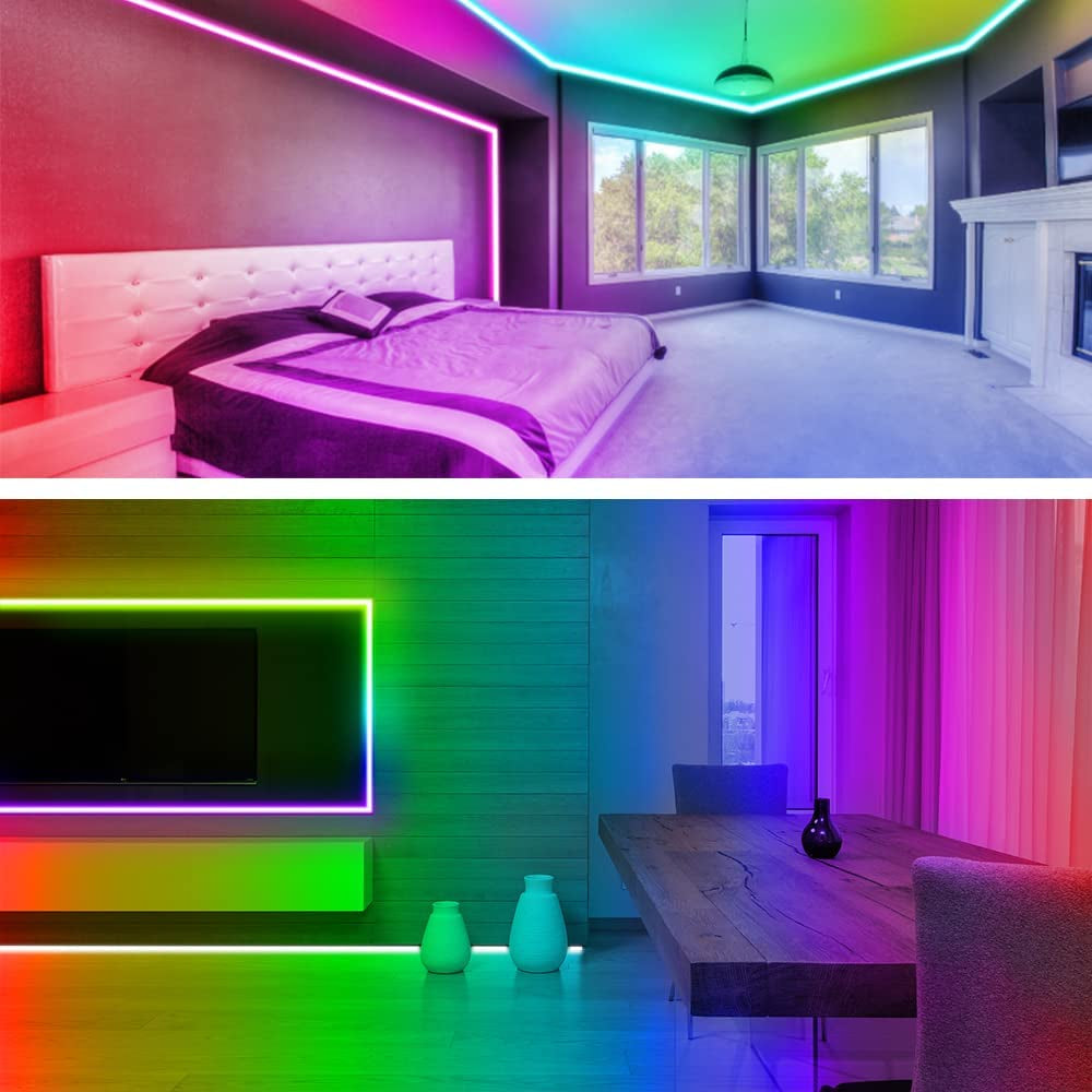 Battery Operated 13.2Ft RGB LED Strip Lights with Music Sync, App Remote Control, and USB for TV and Room Decoration