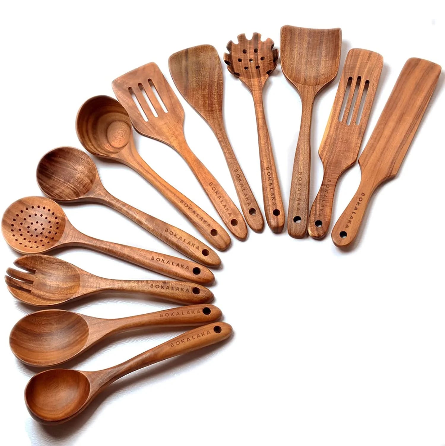 Premium 12-Piece Wooden Kitchen Utensils Set