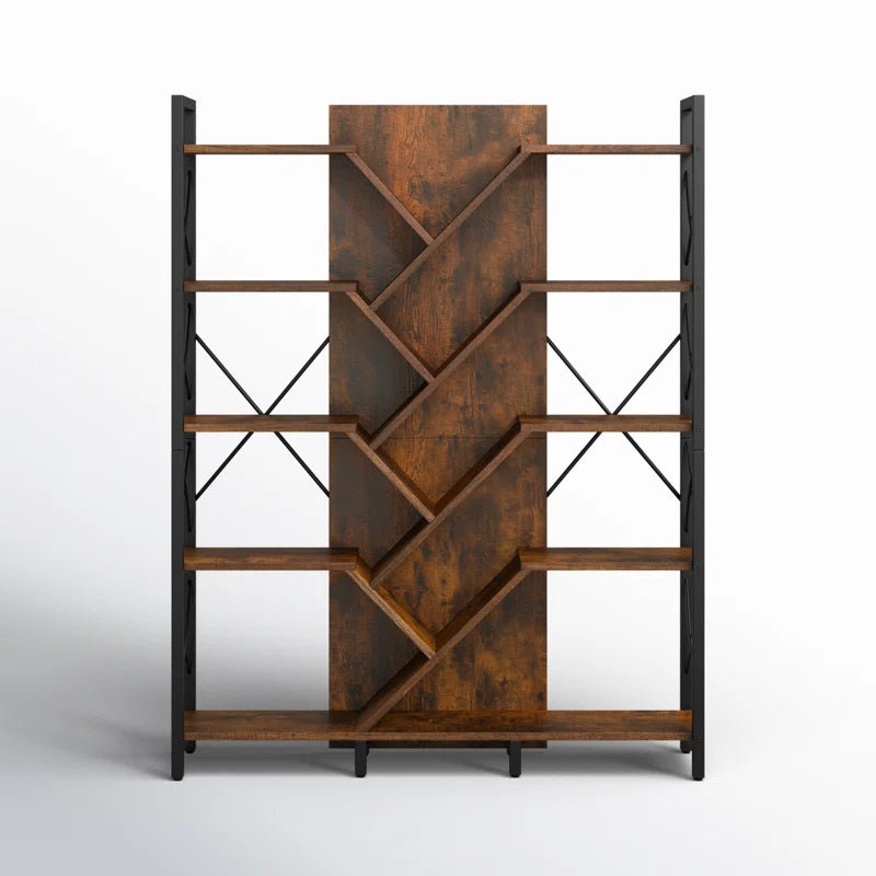 Mong 70" H x 55" W Wooden Etagere Display Shelves Bookcase