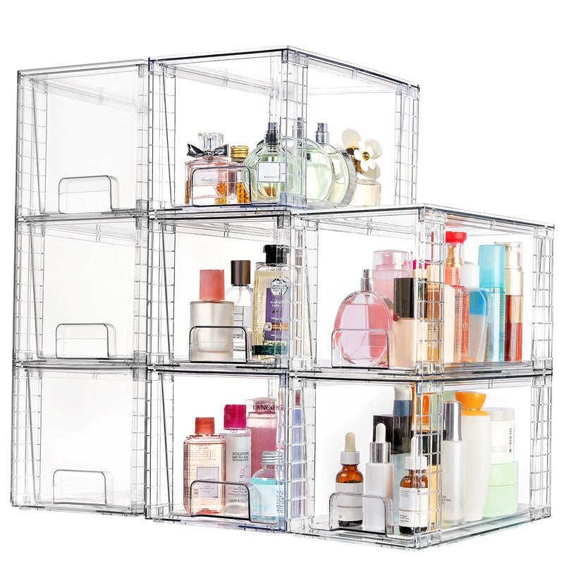 Vtopmart Clear Acrylic Stackable Storage Drawers - 12-Inch Organizer for Bathroom, Kitchen, Pantry, Under-Sink, and Cabinet - Easy Assembly