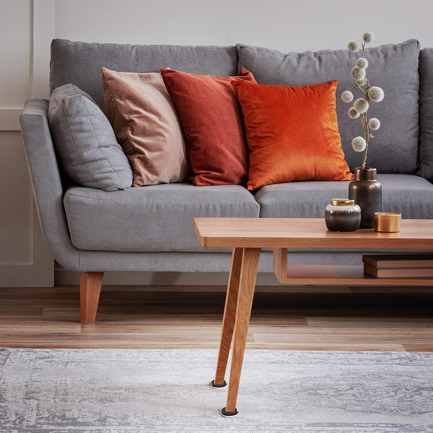 2.5-Inch Round Reusable Furniture Sliders for Carpet - Easy Mobility and Surface Protection, Gray (Set of 8)