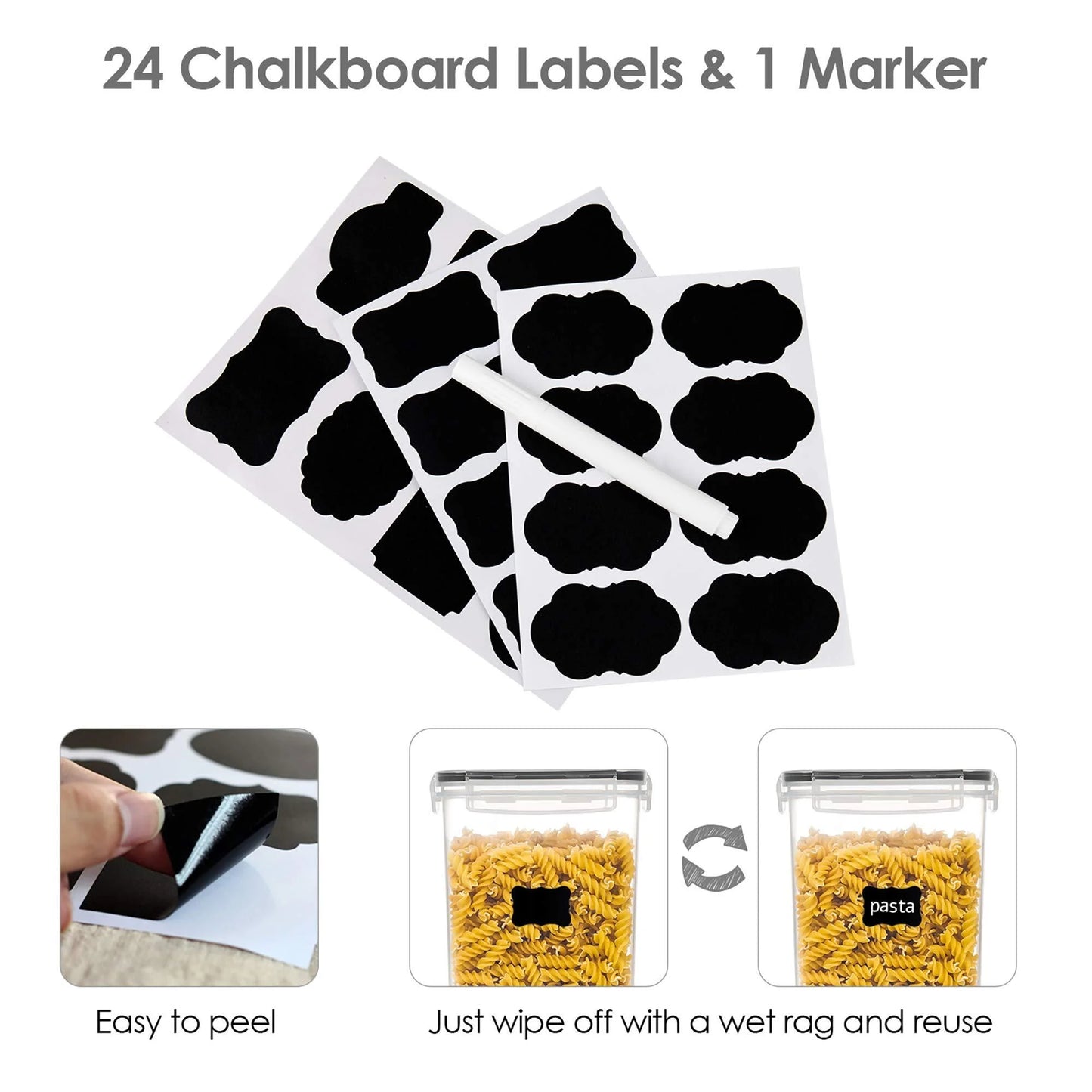 Airtight BPA-Free 7-Piece Food Storage Container Set for Kitchen and Pantry Organization in Black