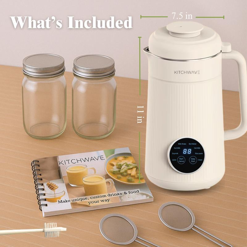8-in-1 Automatic Nut Milk Maker - 40 Oz/1200 Ml Capacity, Self-Cleaning, Delay Start, Keep Warm, Boil Water, User-Friendly, 304 Stainless Steel, White
