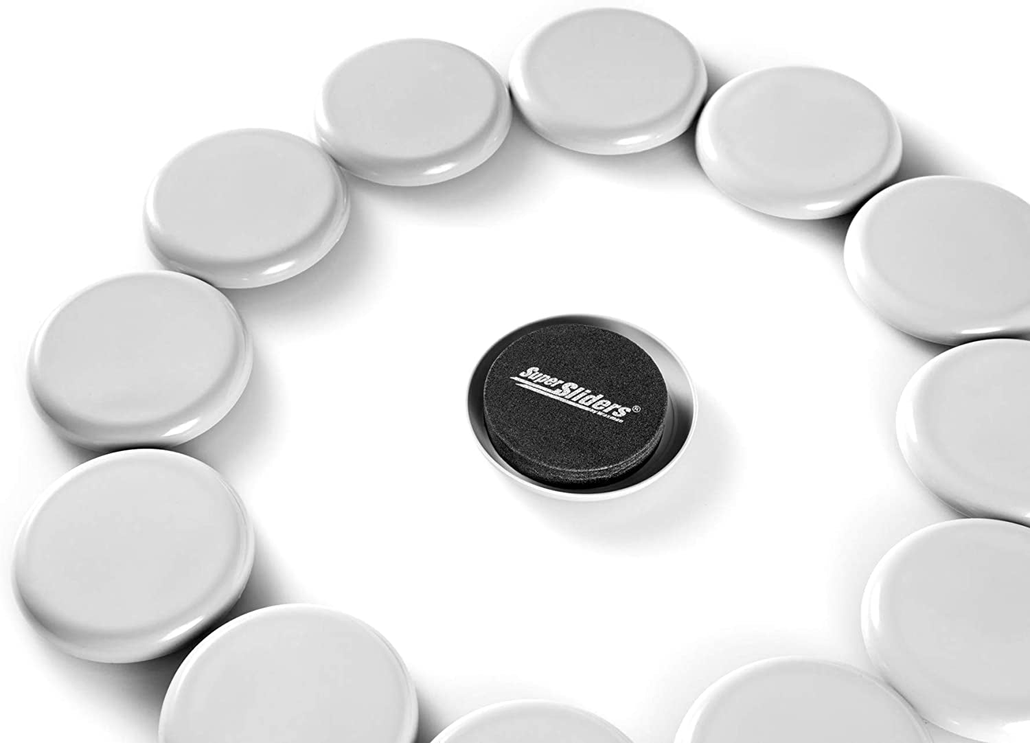 2.5-Inch Round Reusable Furniture Sliders for Carpet - Easy Mobility and Surface Protection, Gray (Set of 8)