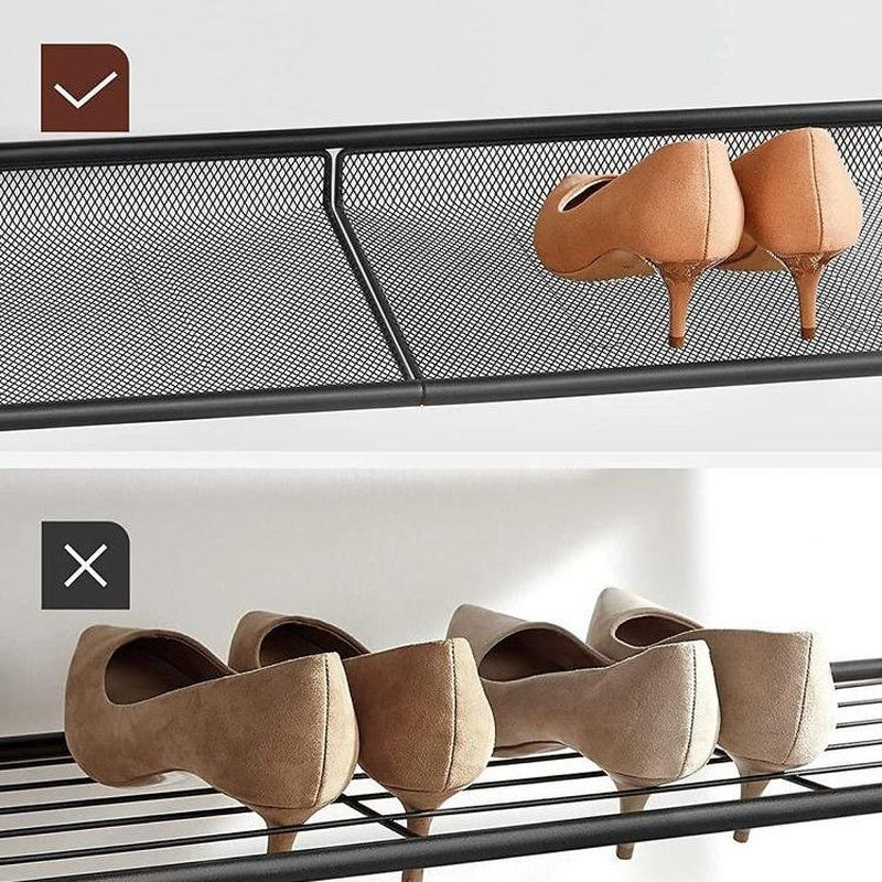 SONGMICS Home Entryway Shoe Rack - Free Standing Shoe Organizer with Sturdy Wooden Top and Steel Frame, Accommodates 16-20 Pairs, Industrial Design