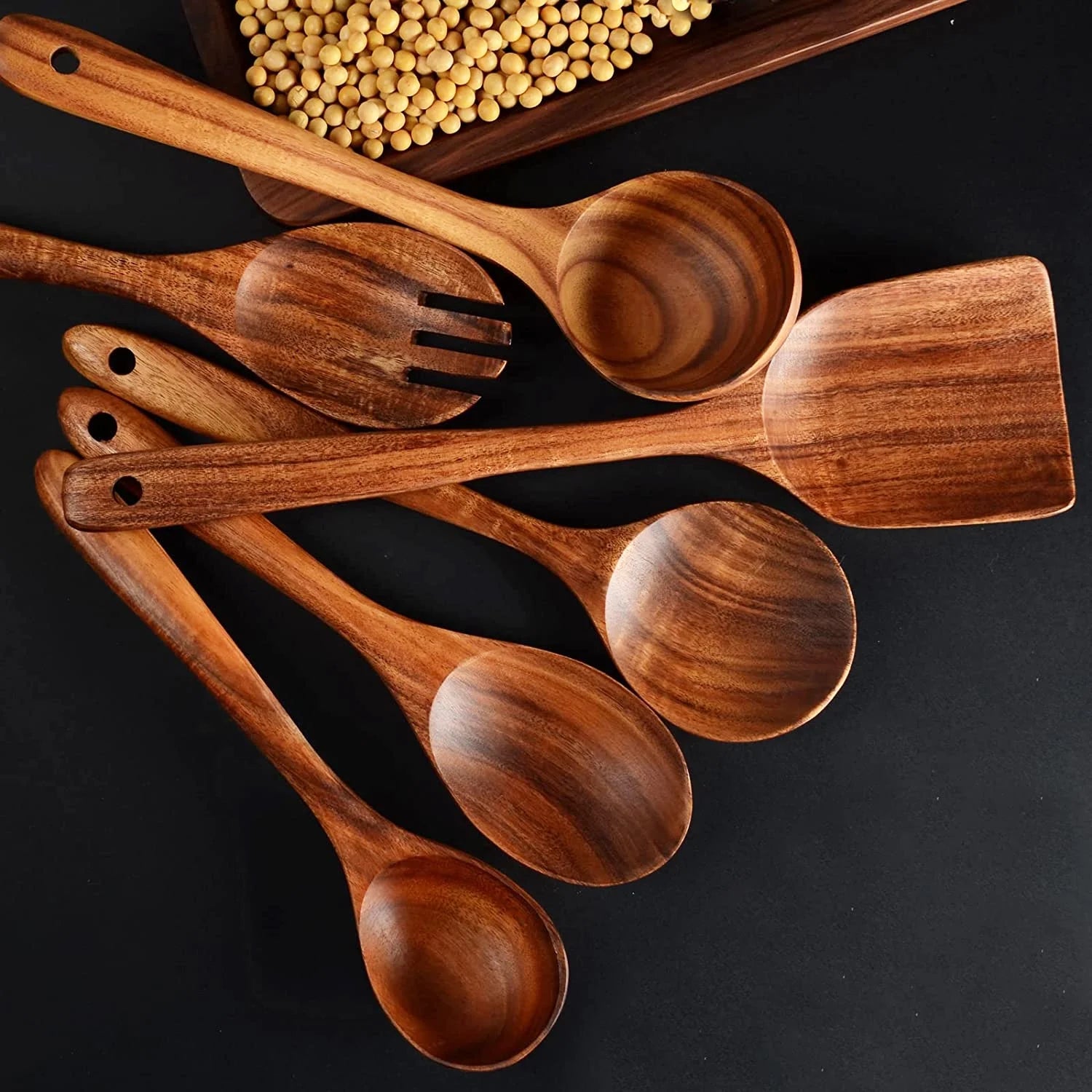 Premium 12-Piece Wooden Kitchen Utensils Set
