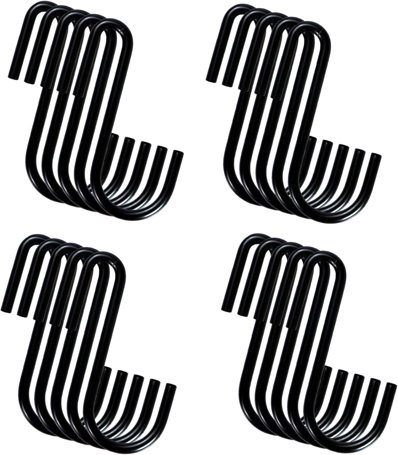 10-Pack Heavy-Duty Black S Hooks for Versatile Hanging Solutions in Kitchen, Bathroom, Bedroom, and Office - Ideal for Pans, Pots, Coats, Bags, and Plants (Small Size)