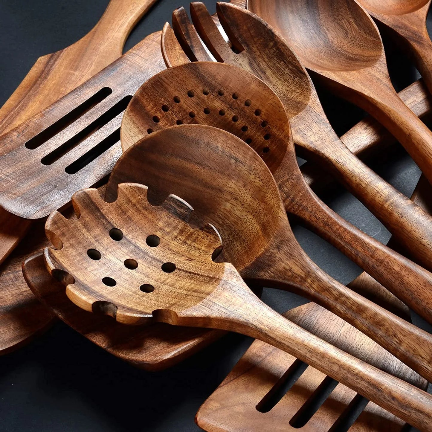 Premium 12-Piece Wooden Kitchen Utensils Set