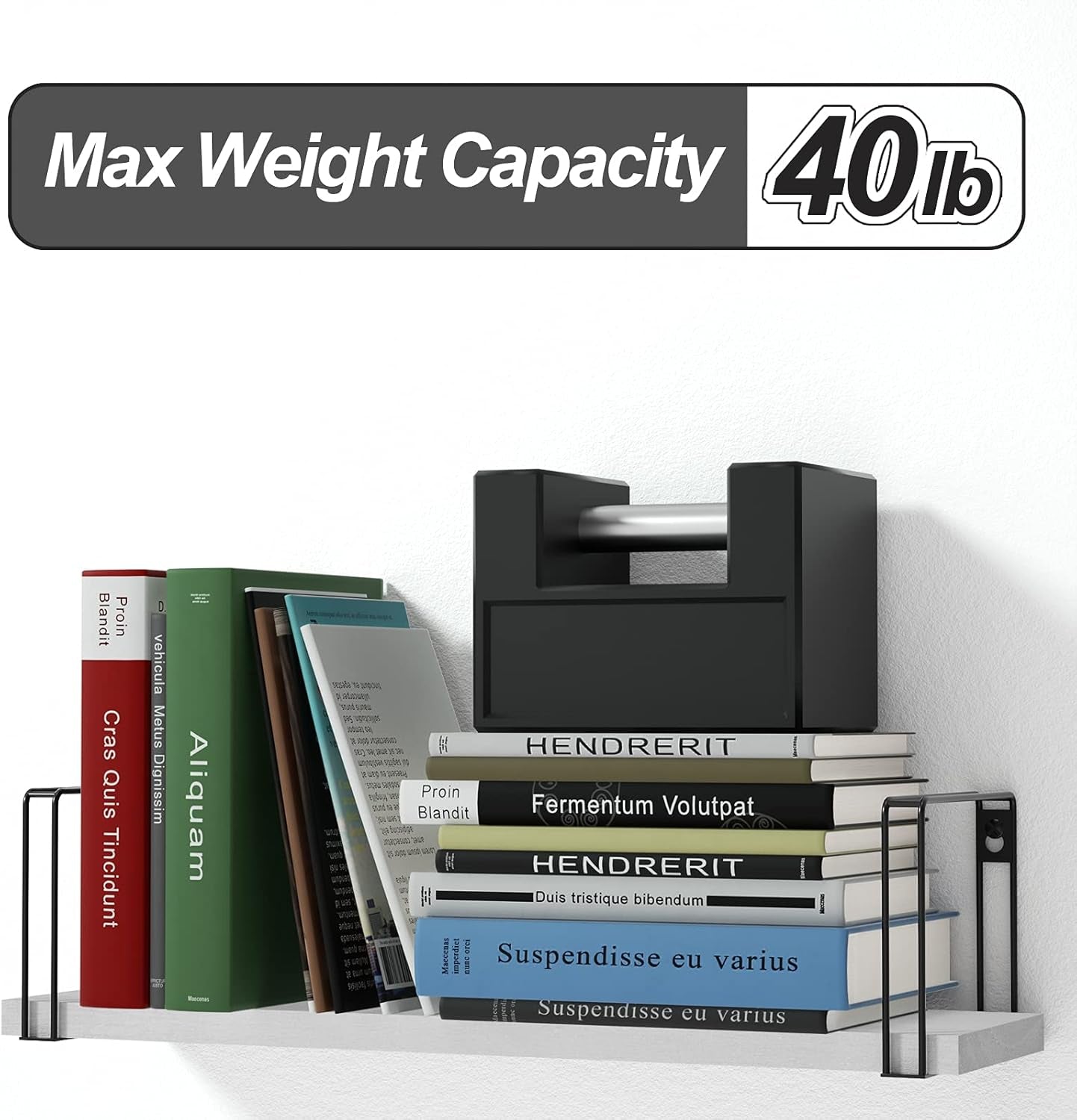 Set of 3 White Floating Wall Shelves - 17 Inch Rustic Wood Decorative Shelves for Bedroom, Bathroom, Laundry Room, Living Room, Kitchen, and Office