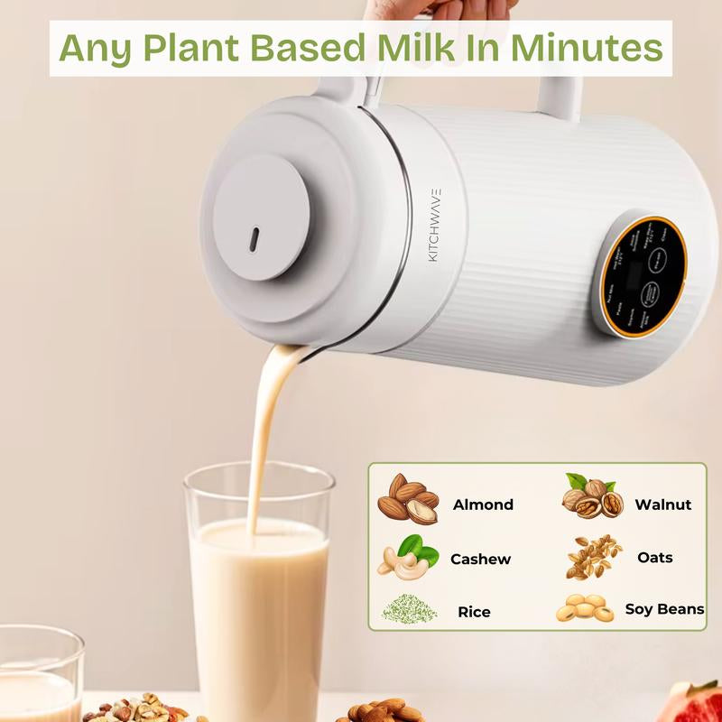 8-in-1 Automatic Nut Milk Maker - 40 Oz/1200 Ml Capacity, Self-Cleaning, Delay Start, Keep Warm, Boil Water, User-Friendly, 304 Stainless Steel, White