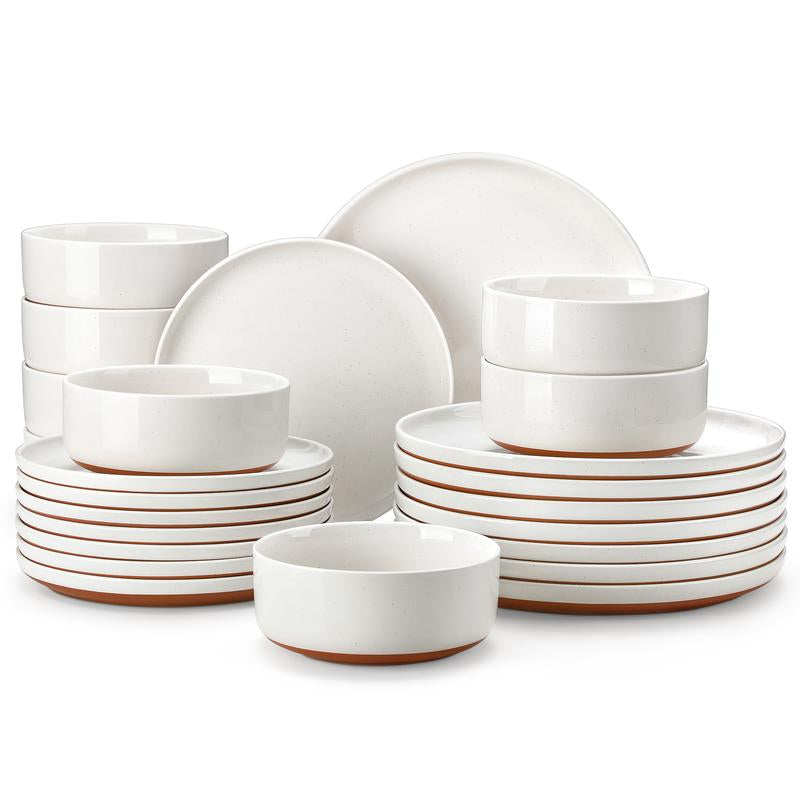 MALACASA TARA Series Modern Ceramic Dinnerware Set - 12/16/18/24 Piece Stoneware Dish Set for 4/6/8, Microwave and Dishwasher Safe, Ideal for Father's Day Gift