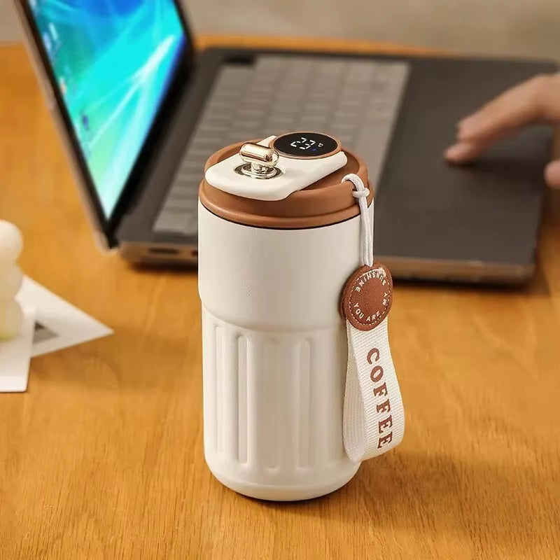 Stainless Steel Insulated Temperature-Controlled Coffee Cup for Car Use - Intelligent Drinking Tool and Gift Option