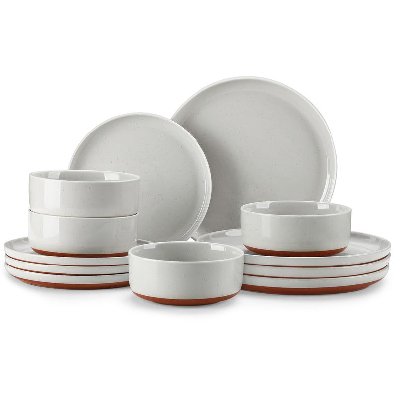 MALACASA TARA Series Modern Ceramic Dinnerware Set - 12/16/18/24 Piece Stoneware Dish Set for 4/6/8, Microwave and Dishwasher Safe, Ideal for Father's Day Gift