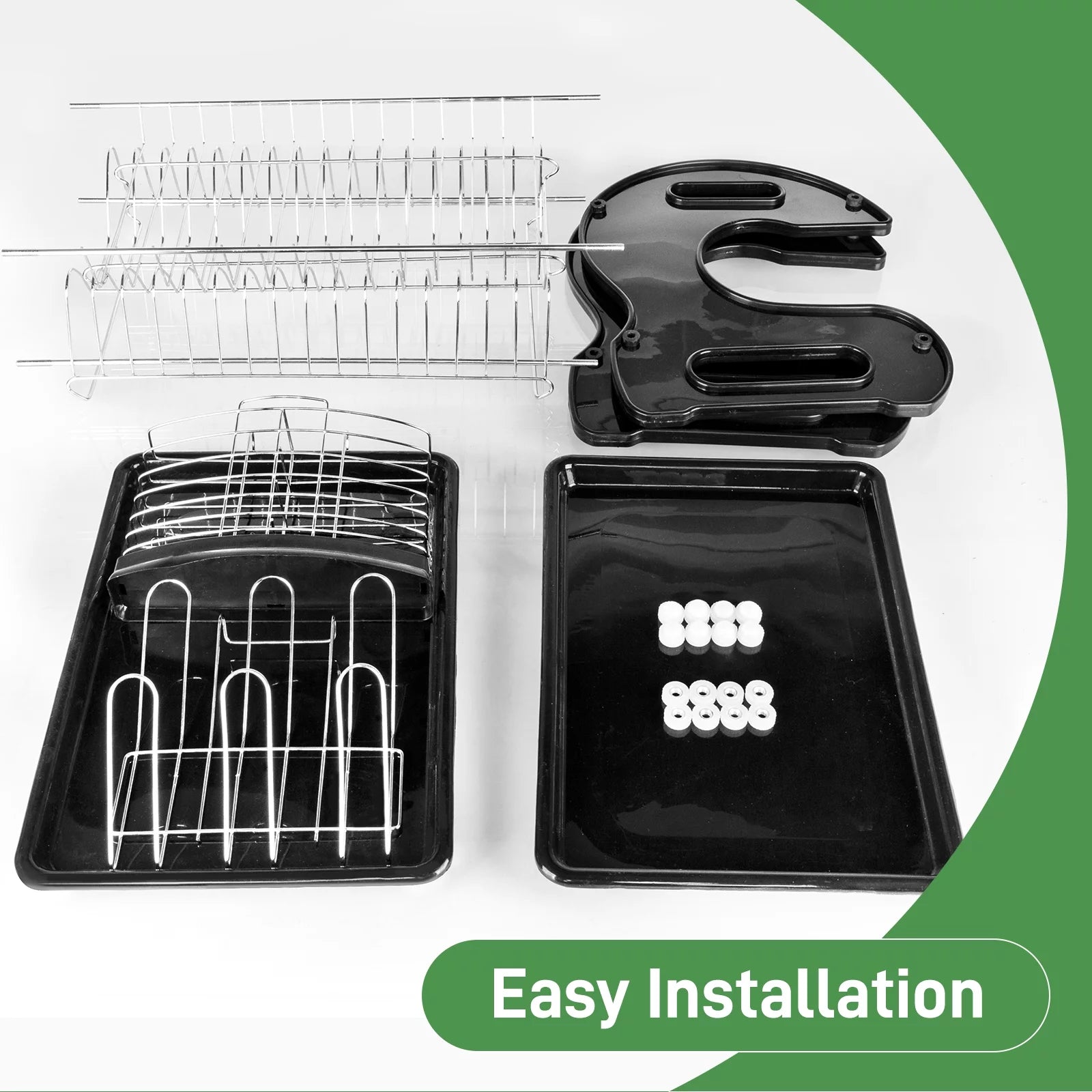 2-Tier Stainless Steel Dish Drainer Drying Rack with Large Capacity for Kitchen Storage - Dimensions: 22.83" L x 11" W x 14.57" H