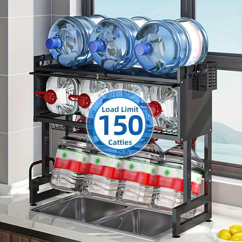 Over-Sink Dish Drying Rack - Versatile Utensil Holder with Knife Slot, Chopstick and Cutlery Drainer, Space-Saving Countertop Organizer for Hygienic Drying and Storage, Includes Protective Cover - Black