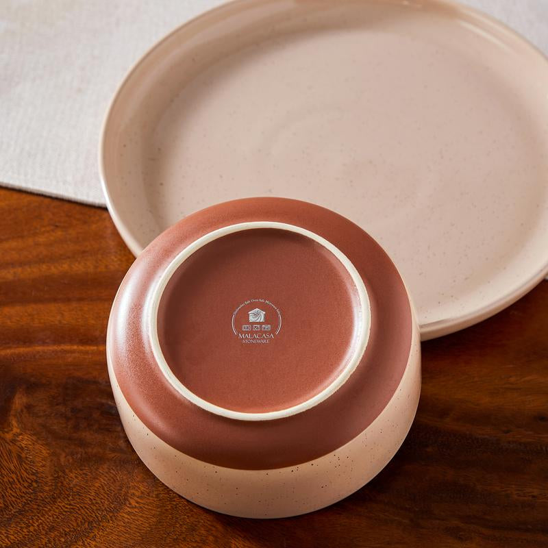 MALACASA TARA Series Modern Ceramic Dinnerware Set - 12/16/18/24 Piece Stoneware Dish Set for 4/6/8, Microwave and Dishwasher Safe, Ideal for Father's Day Gift